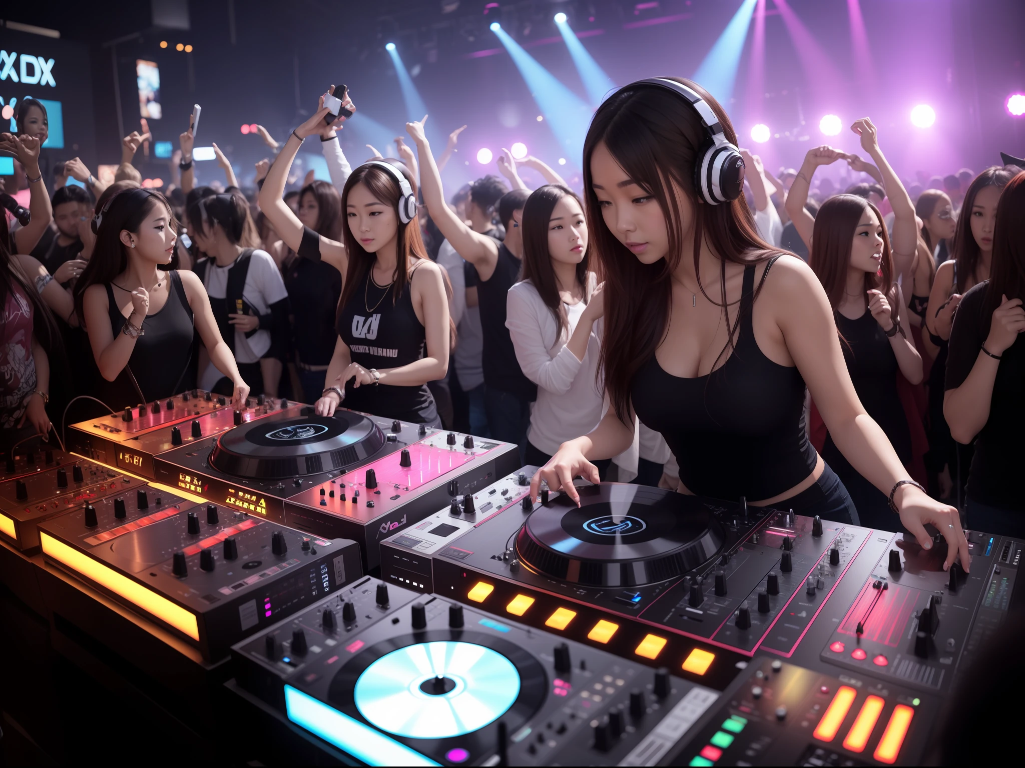 techno music, house music, dancing girls, DJ girl