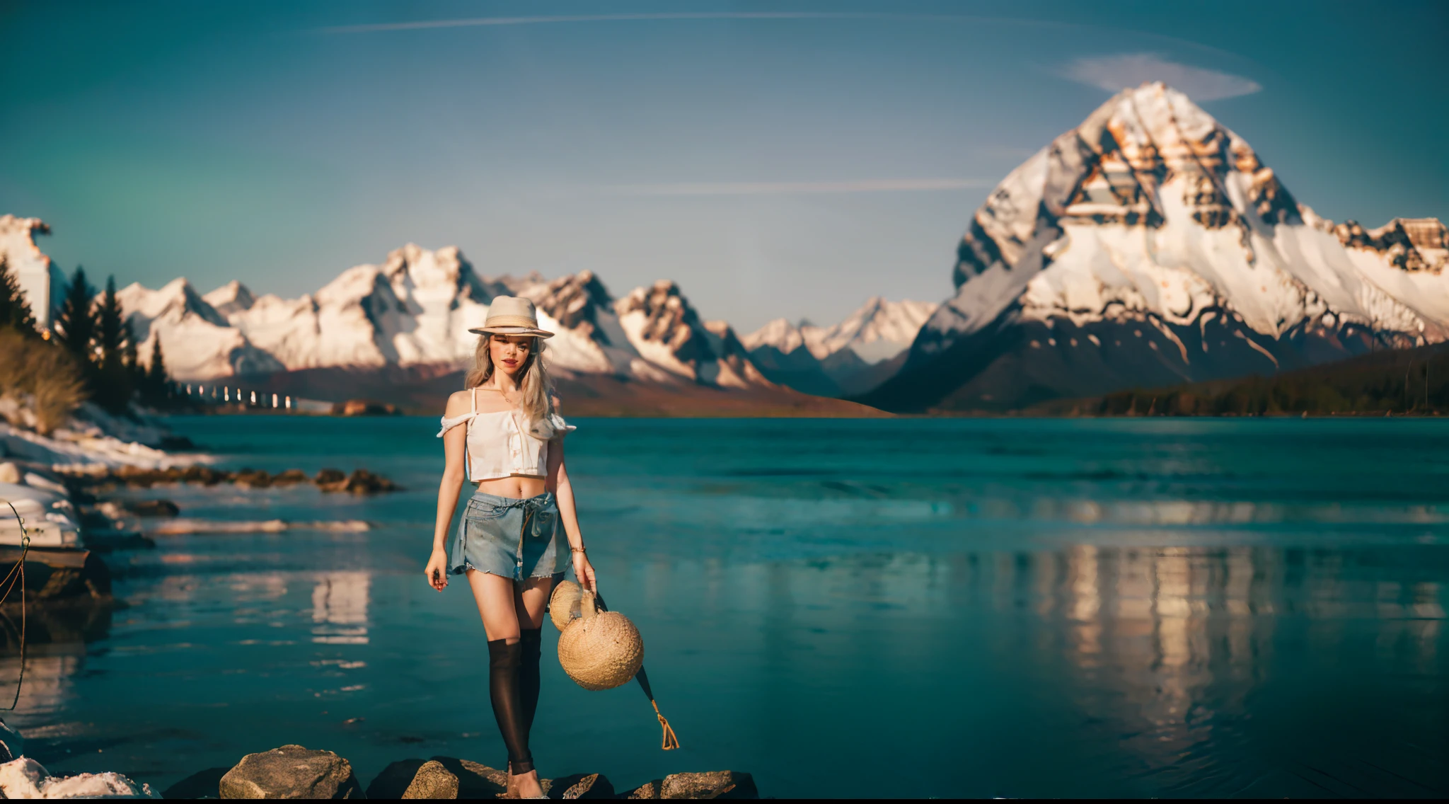 A grand spectacle,The ultra-wide-angle lens captures what the adventurer girl looks like on location。The ultra-delicate colorful Leica tights allow adventurers to quickly change clothes at any time to suit the elements of the scene,And the change in clothes does not affect the display of her physical characteristics。The adventurer's extremely tall body,It has a tight and extremely concave S-shaped curve,Her muscles were tight,Slim lines, Leads to extremely exaggerated visuals,The sternum of the adventurer's mother narrowed and tightened,Narrowing and tightening of the abdomen,The waist narrows and tightens,Elongation of the waist and abdomen,Shortening of the chest and crotch,to accentuate the slender lines of the waist and abdomen,And let her K-cup teardrop-shaped overroom be tightened by the equipment belt。The adventurer's crotch is delicate and dexterous,But the buttocks are muscular,The silhouette is quite upturned,Her physiology props up the tights and tightens them。The adventurer's length is 67 percent taller than the bursting long legs%%,The length is even taller than normal,The hips and legs are rounded and beautiful。Has tough and coquettish facial features, She is always as cheerful as the sun,Skyscraper heels, Multifunctional off-road style with a strong sense of technology, She stepped on it,Sometimes only her beautiful figure can be seen,But her eyes that sparkled like flames were always bright。,She wears delicate and practical field equipment on her hands, Feet, wrists, Neck and shoulders,High-tech inspection equipment flashes various cue lights and neon-like information light curtains,Let her be forever surrounded by charming multicolored splendor。Use the advanced stroke tools and color palettes halfway through, and tools like texture packs and model packs, Create special tights that inspire adventurers,While having good performance,Reflect the unique physiological characteristics of the adventurer in different postures,Work on the appropriate appearan