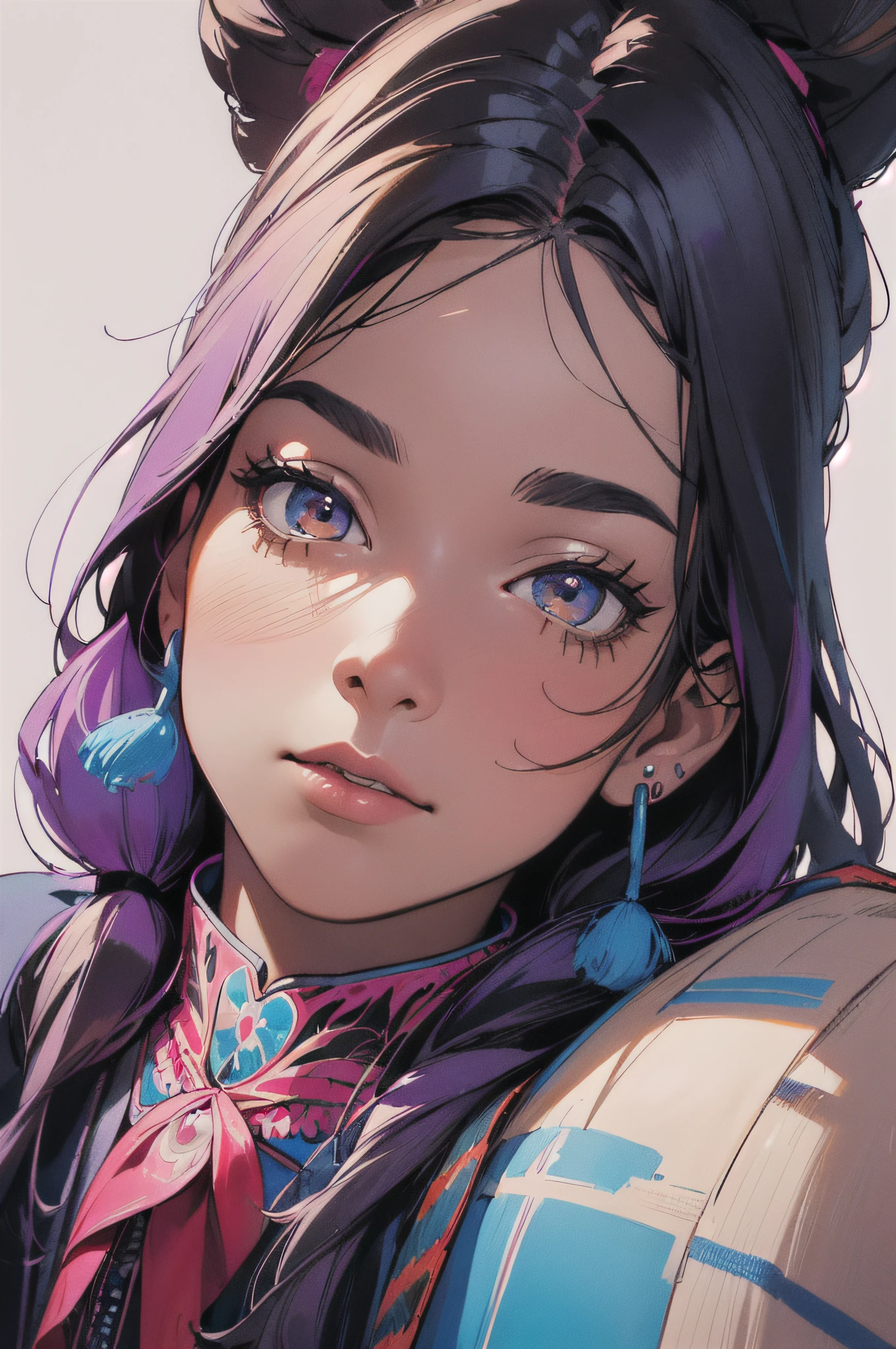 ((Best Quality, tmasterpiece)), 1girl,  very colorful, Best Improvisation, ((Michael Horse Style)), sensitivity,  Detailed Illustration, grotesque,  Complicated details, chilling, (aesthetics), Hyper-realistic, insanely detailed,
