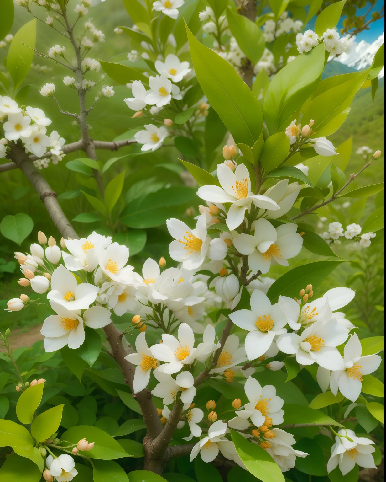 Orange blossoms in the mountains,k hd,high qulity,tmasterpiece