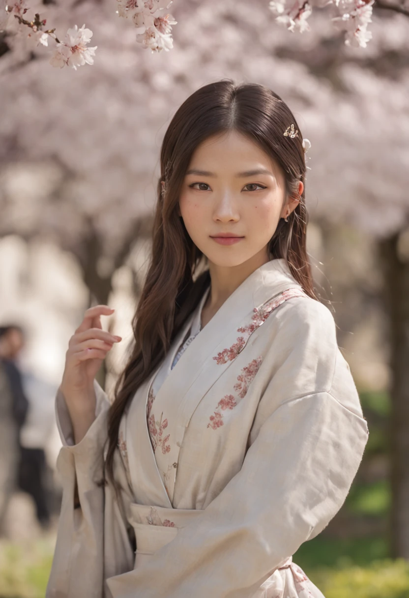 (masterpiece, daylight portrait:1.3), (captivating image of a young Japanese ager beneath cherry blossoms:1.2), (Sony A6400 camera, renowned for its quick autofocus and detail retention:1.2), (paired with the Sony E 50mm f/1.8 OSS lens for crisp and detailed portraits:1.2), (long, sleek black hair cascading smoothly, intricately detailed:1.1), (fine strands of hair shimmering in the light:1.1), (symmetrical face adorned with expertly applied makeup:1.1), (delicate figure clad in a traditional Japanese school uniform:1.1), (lustrous hair capturing the sunlight with a youthful glow:1.1), (engaging smile radiating genuine warmth:1.1), (vibrant cherry blossoms framing the serene scene:1.1), (a tranquil park setting, alive with the colors of spring:1.1), (the camera's sensor capturing the meticulous intricacies of her features and attire:1.1), (the lens focusing on her smile, capturing its natural charm:1.1), (a moment frozen in time, embodying the beauty of youth and nature:1.1), (a harmonious blend of cultural grace and joyful authenticity:1.1), (a portrait capturing the genuine happiness beneath the cherry blossoms:1.1), Cinematic, Hyper-detailed, insane details, Beautifully color graded, Unreal Engine, DOF, Super-Resolution, Megapixel, Cinematic Lightning, Anti-Aliasing, FKAA, TXAA, RTX, SSAO, Post Processing, Post Production, Tone Mapping, CGI, VFX, SFX, Insanely detailed and intricate, Hyper maximalist, Hyper realistic, Volumetric, Photorealistic, ultra photoreal, ultra-detailed, intricate details, Super detailed, Full color, Volumetric lightning, HDR, Realistic, Unreal Engine, 16K, Sharp focus, Octane render
