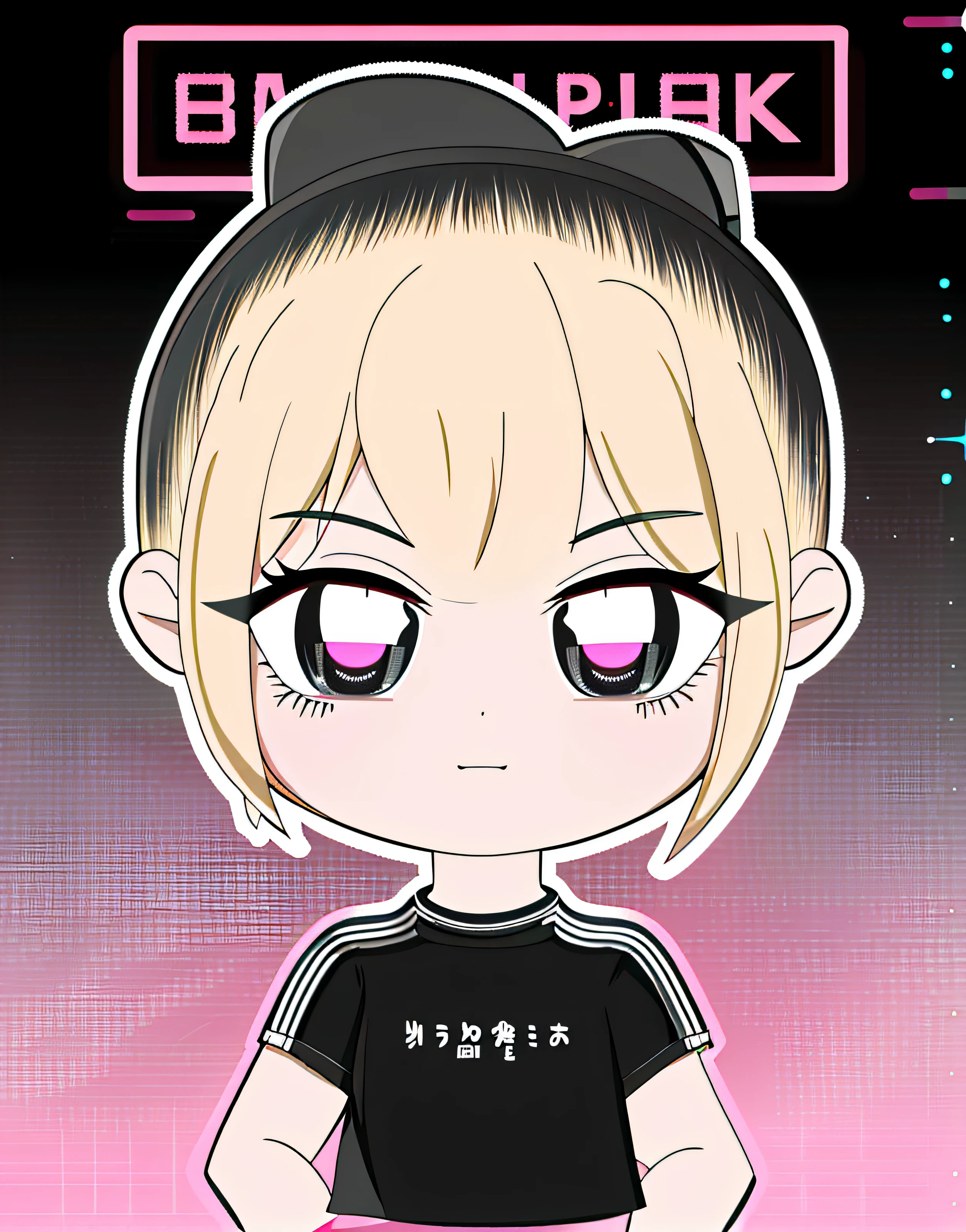 A cartoon girl with black and blond gradient hair and a black shirt, Black Pink Jenny, Portrait of Jenny in black pink, Portrait of Jenny in black pink, official fanart, carismatic, Jenny from Black Powder, Cartoon Art Style, inspired by Jang Seung-eop, Cartoon Art Style, advanced digital chibi art, blackpink jennie, official fan art, ig studios anime style, Hallyu amino
