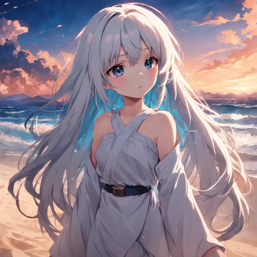 sandbeach,shoun,long whitr hair,drak