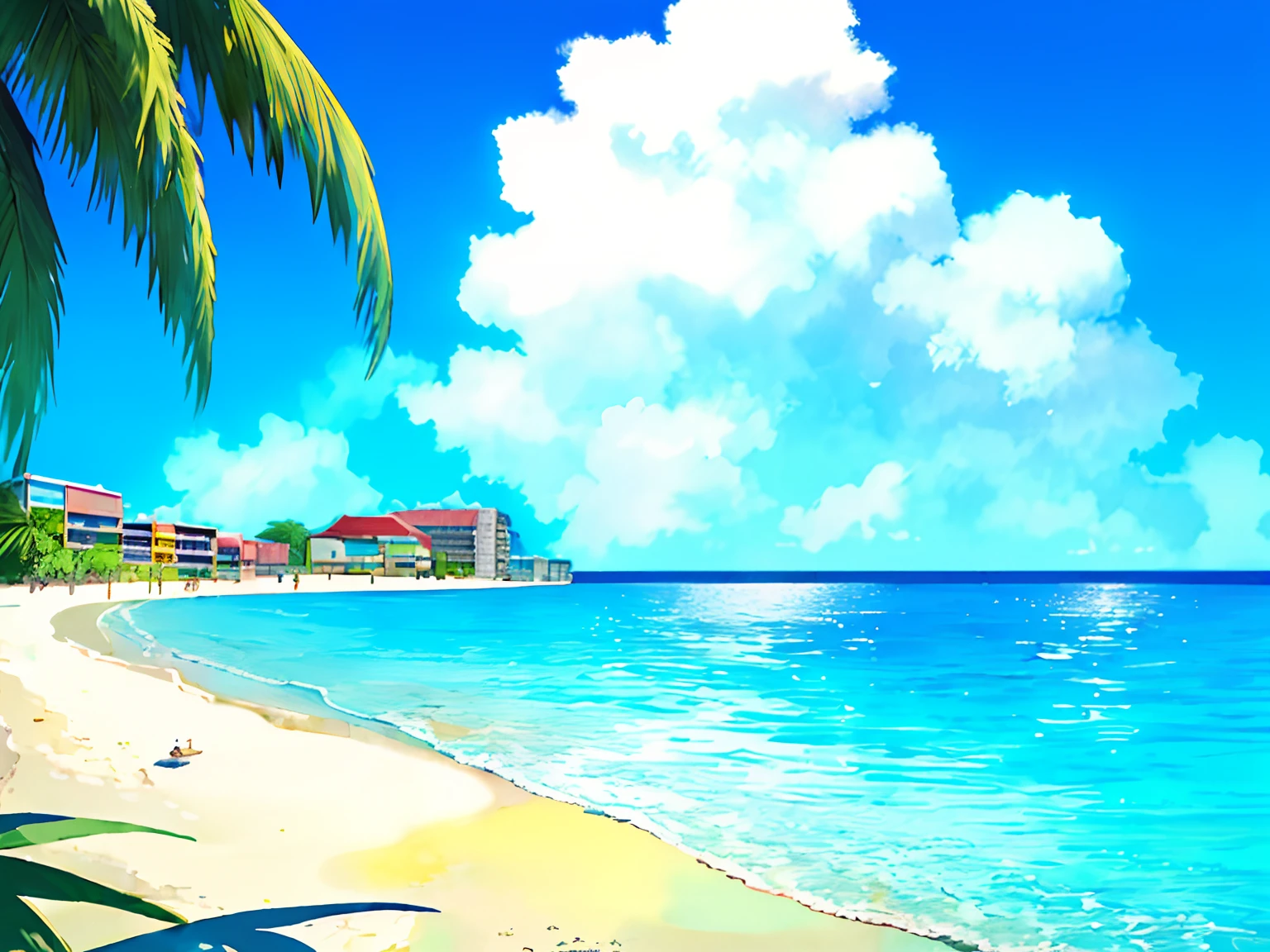 (4K, Best quality, Masterpiece:1.2),Blue sky, Cloud,Sunny,Summer ,beach,Seaside, Cancun, Mexico,