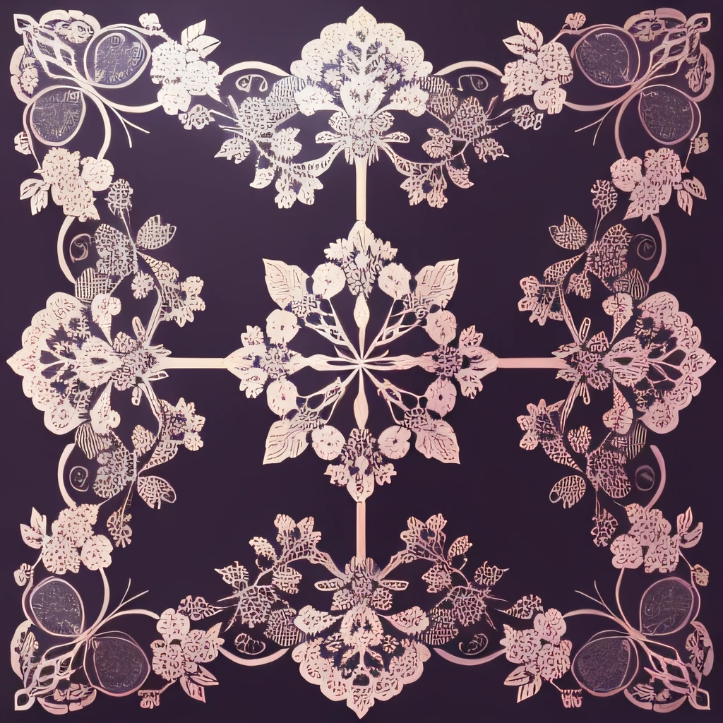 Delicate lace ornament pattern with vine and floral pattern、Random Patterns、blanche、Meticulous workmanship、