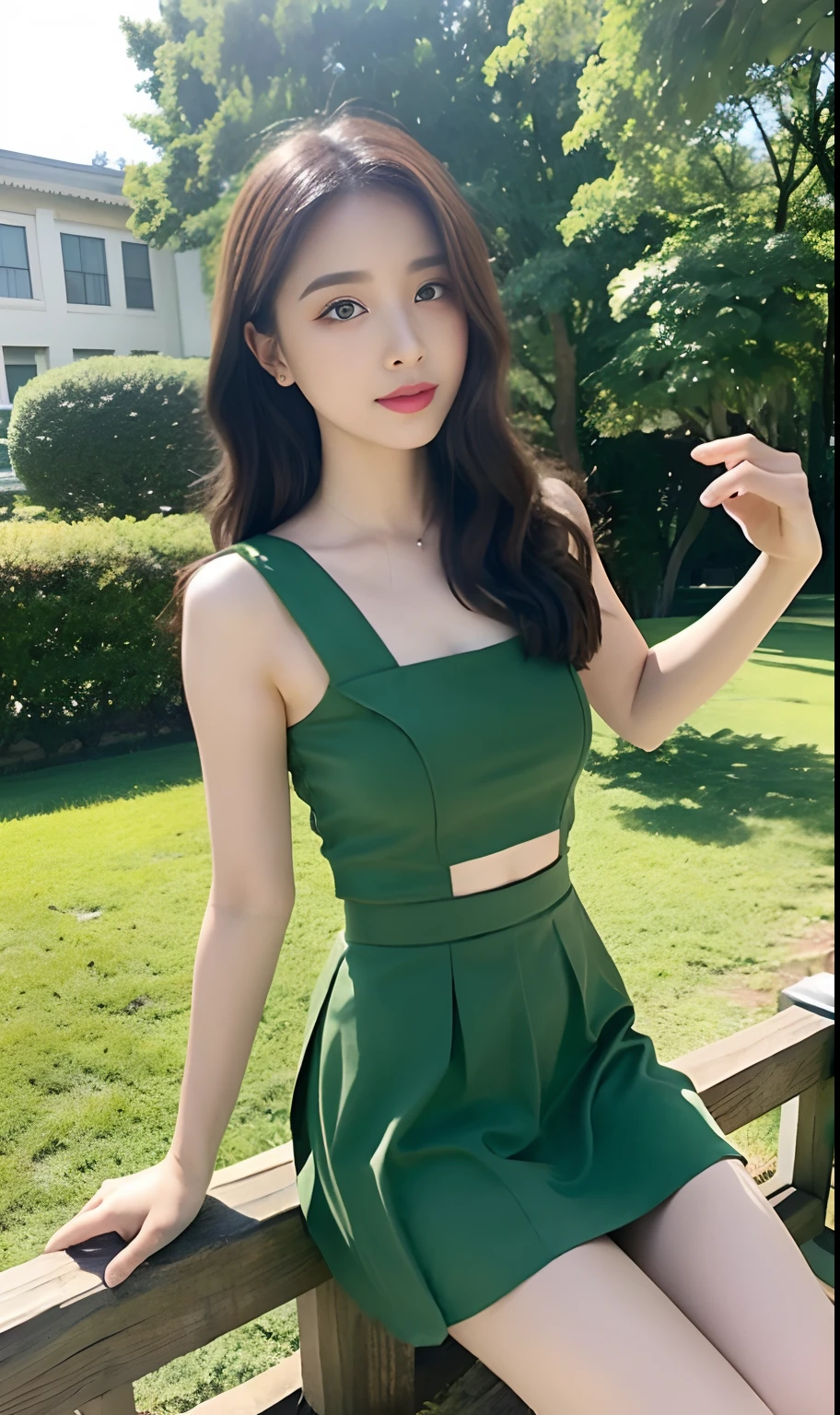 ,Masterpiece, Best quality,8K, 超高分辨率,Reallightandshadow,Cinema lenses,(beautidful eyes:1.1), ((中景 the scene is,The upper part of the body)),dynamicposes,On a green meadow,The gentle goddess came with gentle steps。He wore a dress,A gentle breeze blows,The skirt dances lightly。The sun shone through the leaves in her hair,Reflecting her clear eyes and gentle smile。Colorful butterflies flutter around her,Flowers bloomed at her feet,It was as if nature was cheering for her。