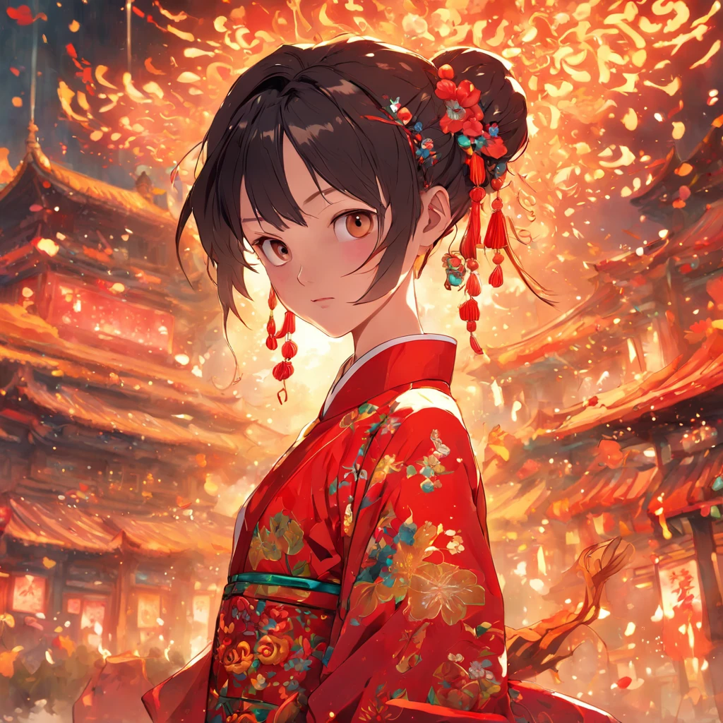 (masterpiece, CGI:1.4), (Chinese  with traditional hairstyle:1.2), (wearing a vibrant red qipao:1.4), (eyes glowing with vibrant yellow color:1.2), (surrounded by a garden full of colorful flowers:1.2), (meticulously styled traditional hairstyle:1.2), (exquisite details of the qipao:1.2), (intricate patterns and embroidery:1.1), (captivating and innocent gaze:1.1), (harmony between child and nature:1.2), (subtle lighting accentuating features:1.1), (lush and vivid floral backdrop:1.2), (sense of tranquility and natural beauty:1.1), (authentic representation of Chinese tradition:1.2), (timeless elegance and grace:1.2), (meticulous attention to detail:1.2), (capturing the child's cultural heritage:1.1), Cinematic, Hyper-detailed, insane details, Beautifully color graded, Unreal Engine, DOF, Super-Resolution, Megapixel, Cinematic Lightning, Anti-Aliasing, FKAA, TXAA, RTX, SSAO, Post Processing, Post Production, Tone Mapping, CGI, VFX, SFX, Insanely detailed and intricate, Hyper maximalist, Hyper realistic, Volumetric, Photorealistic, ultra photoreal, ultra-detailed, intricate details, 8K, Super detailed, Full color, Volumetric lightning, HDR, Realistic, Unreal Engine, 16K, Sharp focus, Octane render