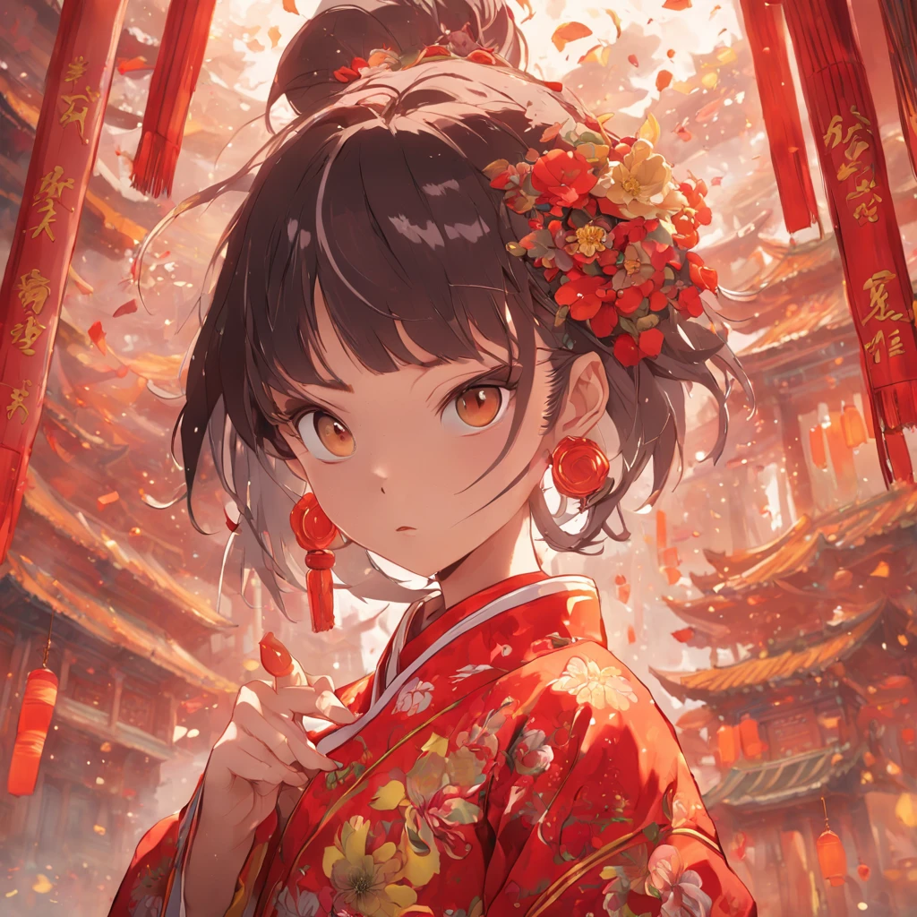 (masterpiece, CGI:1.4), (Chinese with traditional hairstyle:1.2), (wearing a vibrant red qipao:1.4), (eyes glowing with vibrant yellow color:1.2), (surrounded by a garden full of colorful flowers:1.2), (meticulously styled traditional hairstyle:1.2), (exquisite details of the qipao:1.2), (intricate patterns and embroidery:1.1), (captivating and innocent gaze:1.1), (harmony between child and nature:1.2), (subtle lighting accentuating features:1.1), (lush and vivid floral backdrop:1.2), (sense of tranquility and natural beauty:1.1), (authentic representation of Chinese tradition:1.2), (timeless elegance and grace:1.2), (meticulous attention to detail:1.2), (capturing the child's cultural heritage:1.1), Cinematic, Hyper-detailed, insane details, Beautifully color graded, Unreal Engine, DOF, Super-Resolution, Megapixel, Cinematic Lightning, Anti-Aliasing, FKAA, TXAA, RTX, SSAO, Post Processing, Post Production, Tone Mapping, CGI, VFX, SFX, Insanely detailed and intricate, Hyper maximalist, Hyper realistic, Volumetric, Photorealistic, ultra photoreal, ultra-detailed, intricate details, 8K, Super detailed, Full color, Volumetric lightning, HDR, Realistic, Unreal Engine, 16K, Sharp focus, Octane render