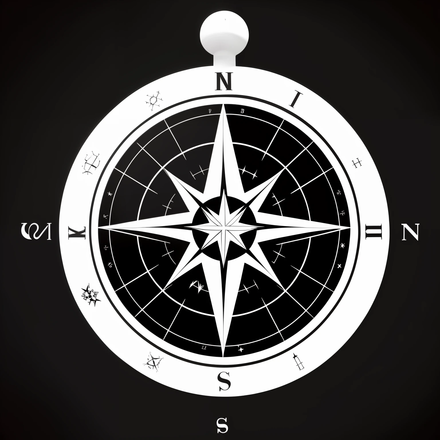 animesque、line-drawing、Background white、compass、Simple picture