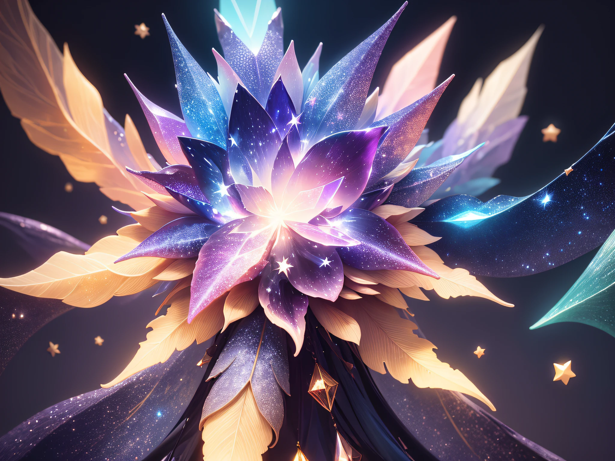 Lots of scattered crystal stars、
Fantasia、intergalactic、cleanness、
glinting、Shines、magnifica、colourfull、brightened、luminescence
Magic Pictures, dramatic lighting, photorealisim, The ultra-detailliert, 4K, depth of fields, hight resolution