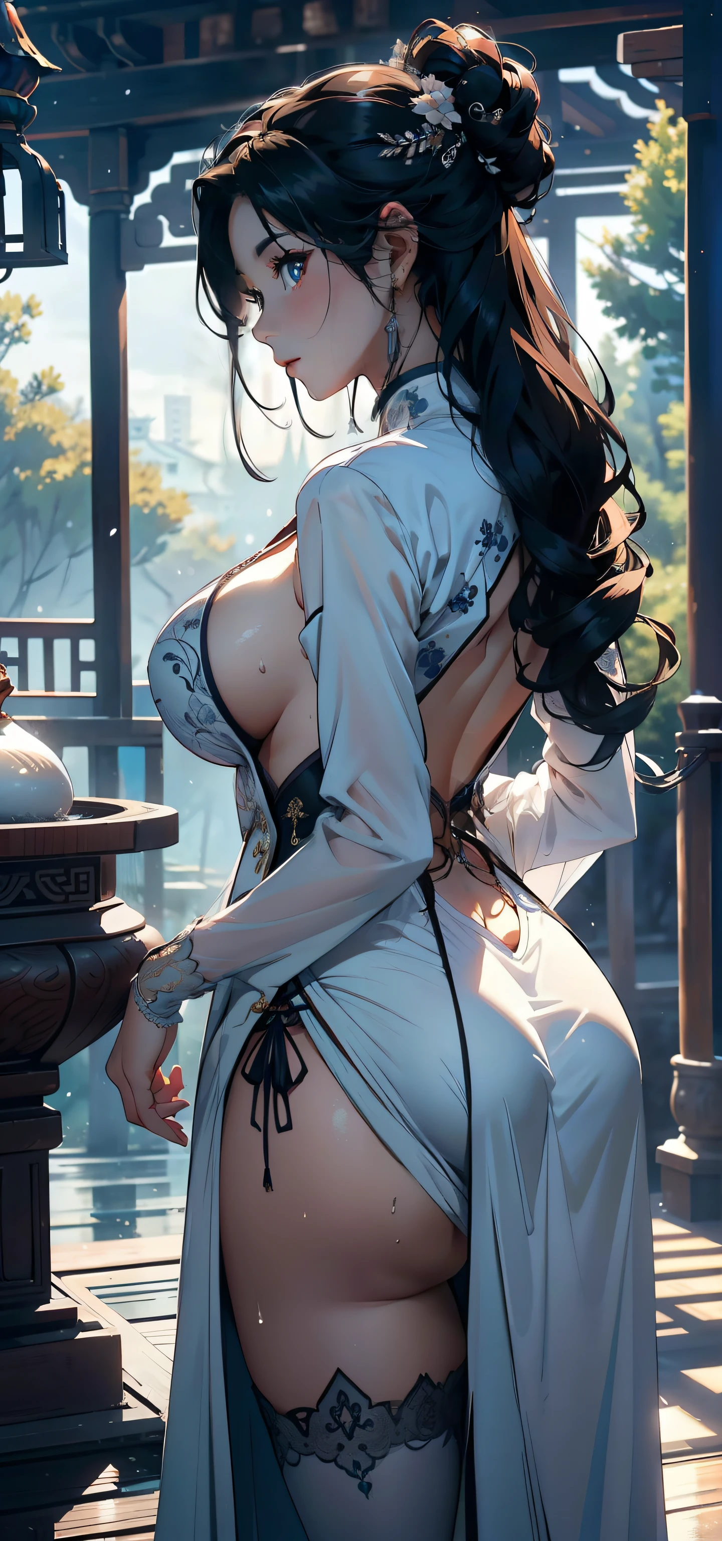 1female,25 age old,Large breasts,Pornographic exposure, 独奏,(Background with:ports,coniferous forest,at winter season,Snow on the ground) with his long black hair, 比基尼,standing on your feet,Sweat profusely,drenched all over the body,seen from the front, curlies, mostly cloudy sky,(((tmasterpiece),(Very detailed CG unity 8K wallpaper),best qualtiy,cinmatic lighting,detailed back ground,beatiful detailed eyes,Bright pupils,(Very fine and beautiful),(Beautiful and detailed eye description),ultra - detailed,tmasterpiece,)),facing at camera,A high resolution,ultra - detailed)china goddess,Sexy white court dress,revealing breasts,Bare genitalia, Bulge,Camel toes,Raised sexy,Flushed complexion,Open-mouthed,frontage
