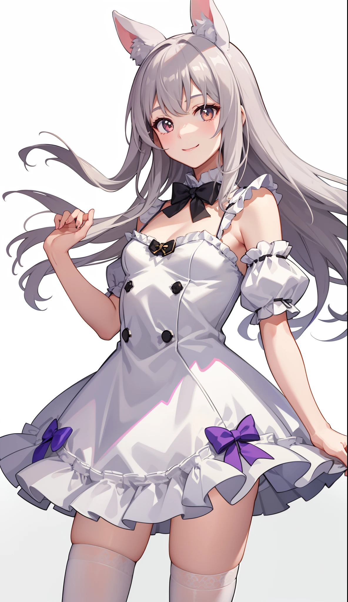 1girl in、A smile、A delightful! Wearing a stuffed rabbit、(small tits)