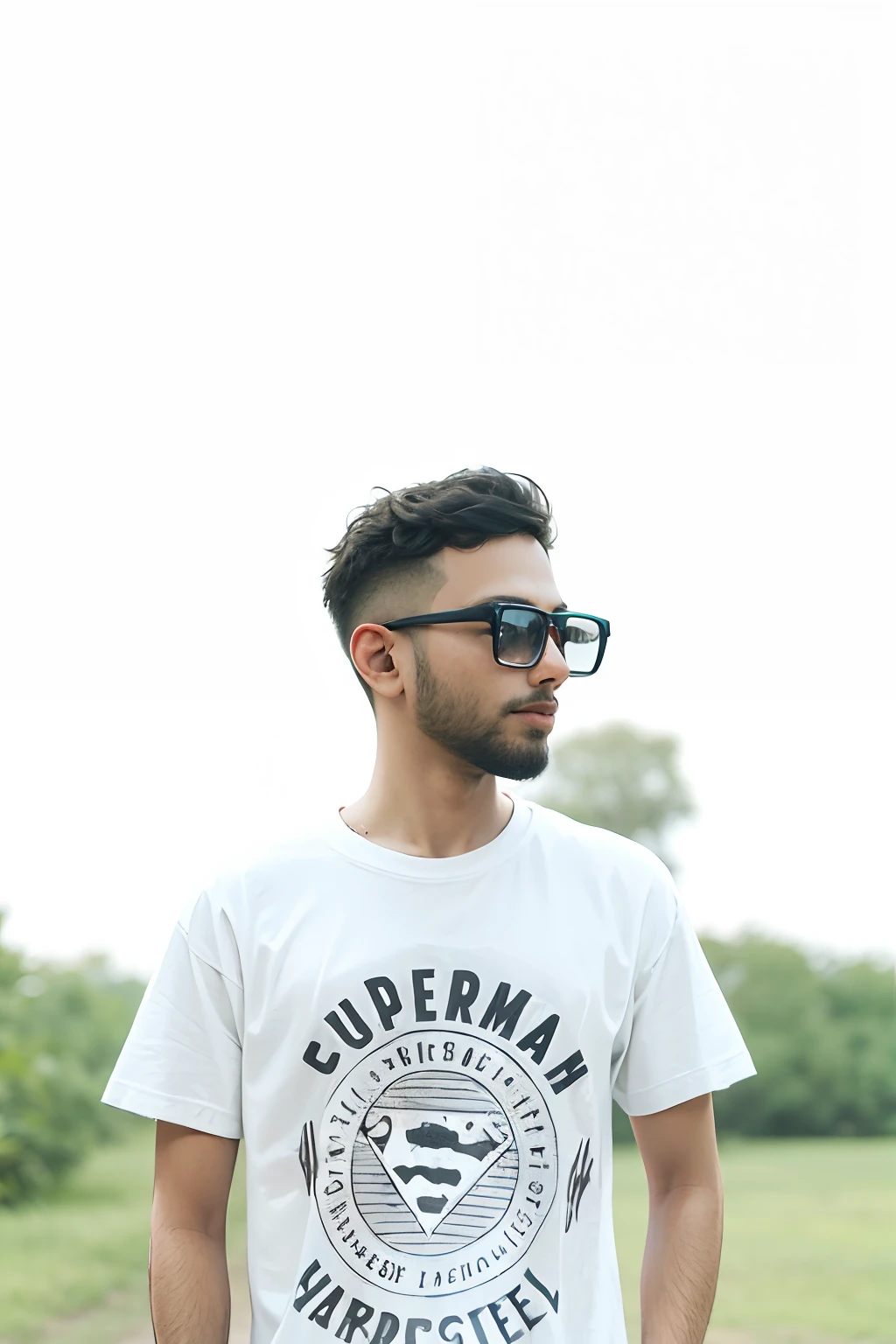 a portrait of a young brown man with curly undercut hair with beard,Album cover art, artwork by Alastair Reynolds