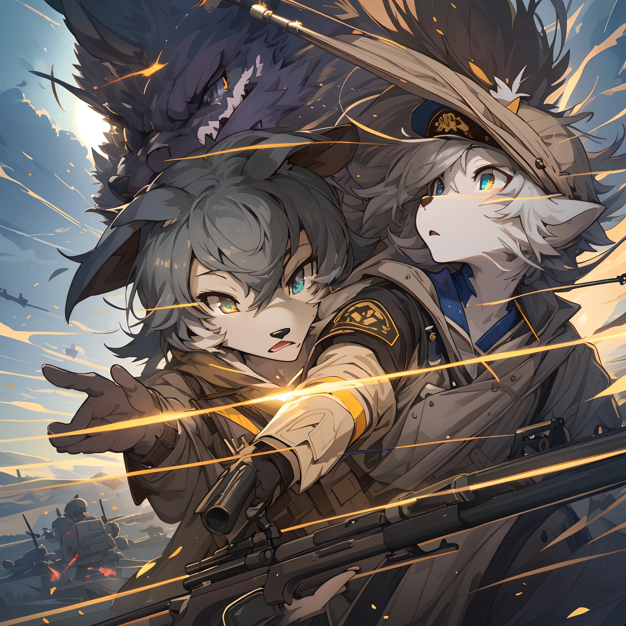 top quality, best quality, High-quality illustrations, masterpiece, super high resolution, detailed background, Military Headquarters, Maritime Self-Defense Force, rifle, sniper, battlefield, 6+boys, 6+girls, absurdres(highly detailed beautiful face and eyes)perfect anatomy, expression, good lighting, cinematic shadow(kemono, furry anthro)assorted poses, dynamic angle,