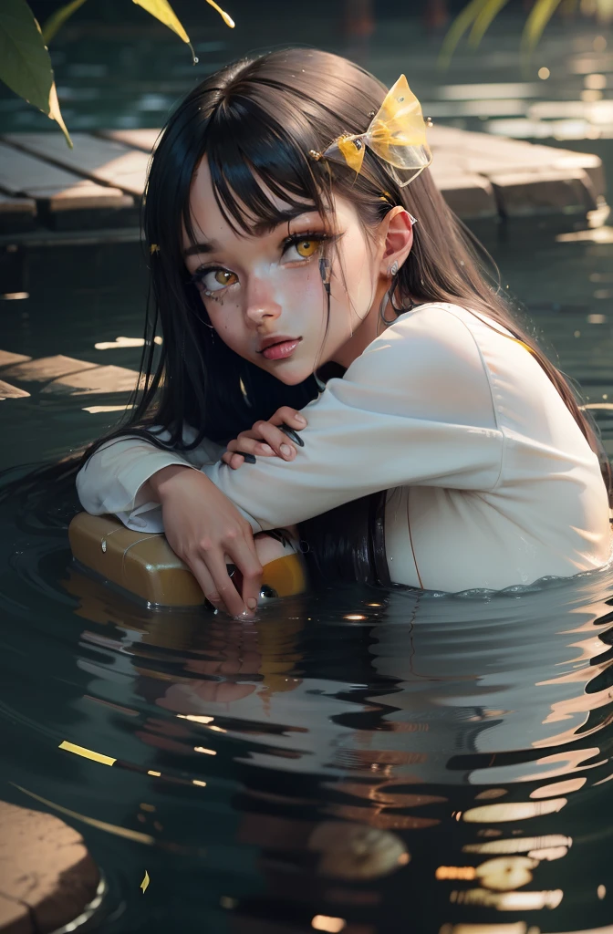 The left eye is aquatic,Clear yellow in the right eye