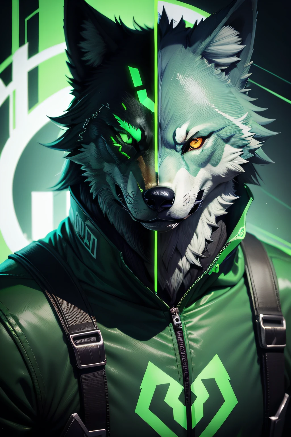 background color green gamer wolf