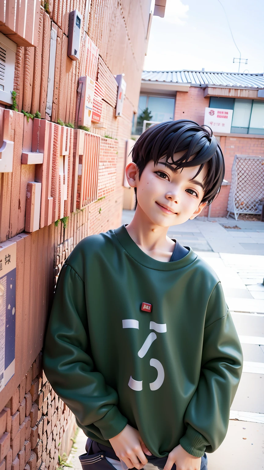 There was a leaning against a brick wall, jaeyeon nam, Kim Do-young, Kim Tae-joon, yanjun cheng, hong june hyung, hyung tae, Innocent smile, Shin Jung-ho, young wan angel, Shin Jinying, xintong chen, thawan duchanee, chiho, Cai Xukun, smiling coy