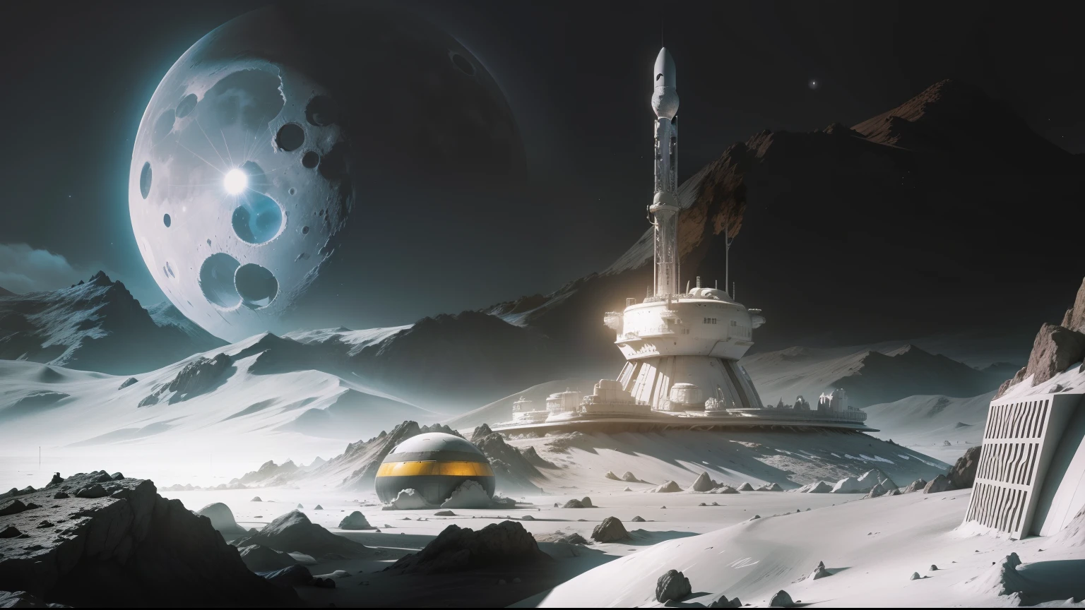 moon base,Lunar surface,Lunar architecture,alien planet
