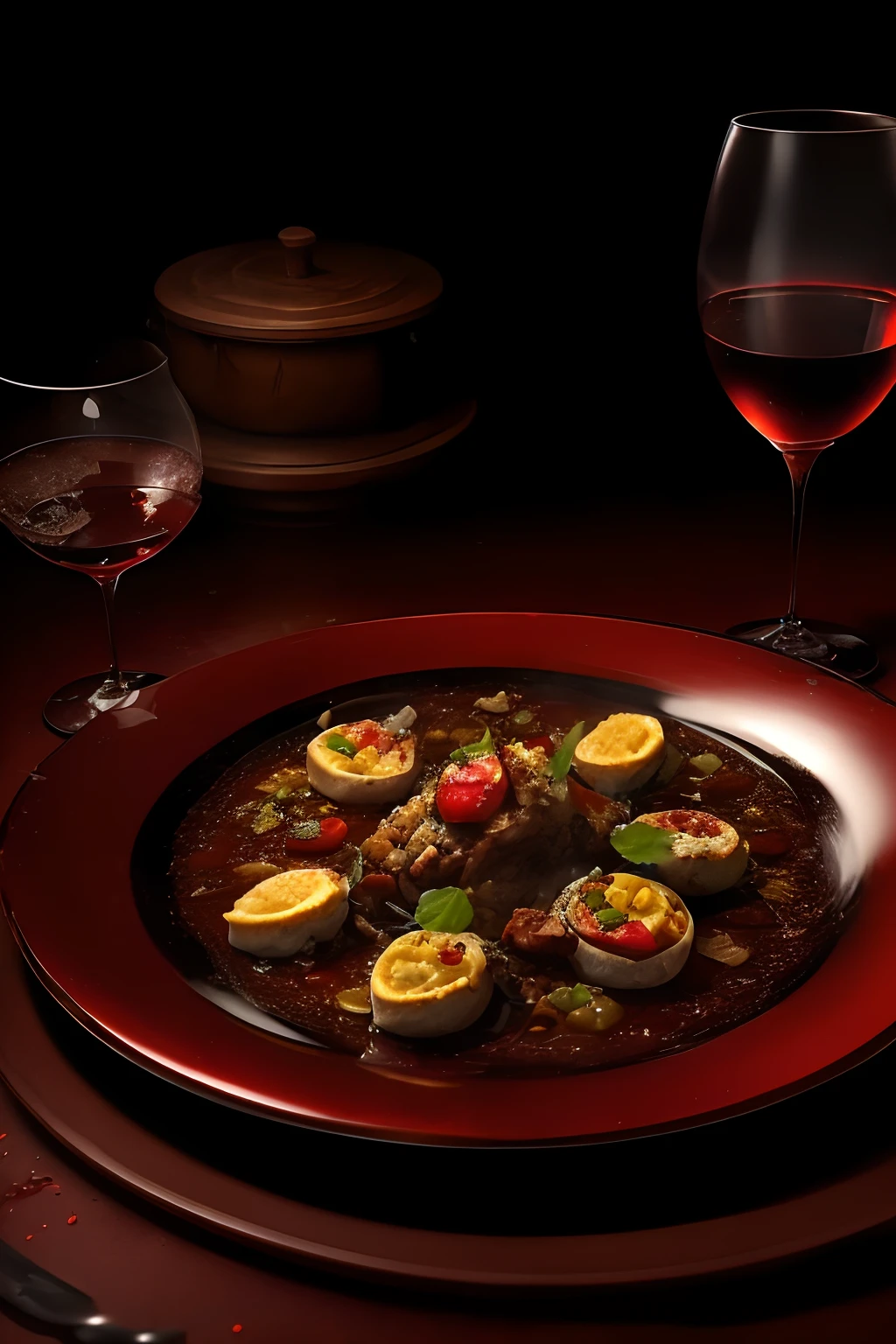 (tmasterpiece,Realistic photos:1.3),Food pairing,(A feast of cuisine:1.2),Wine pairing,(Delicious cooking:1.2),Delicious food,(Brilliant colors:1.1),Colorful plates,(The aroma is overflowing:1.2),Gourmet aroma,(Delicate plating:1.2),Artistic creation,(Dining enjoyment:1.1),Gastronomic culture,Table feast,Delicious wine,A delicious feast,food photography,Food pairing --auto