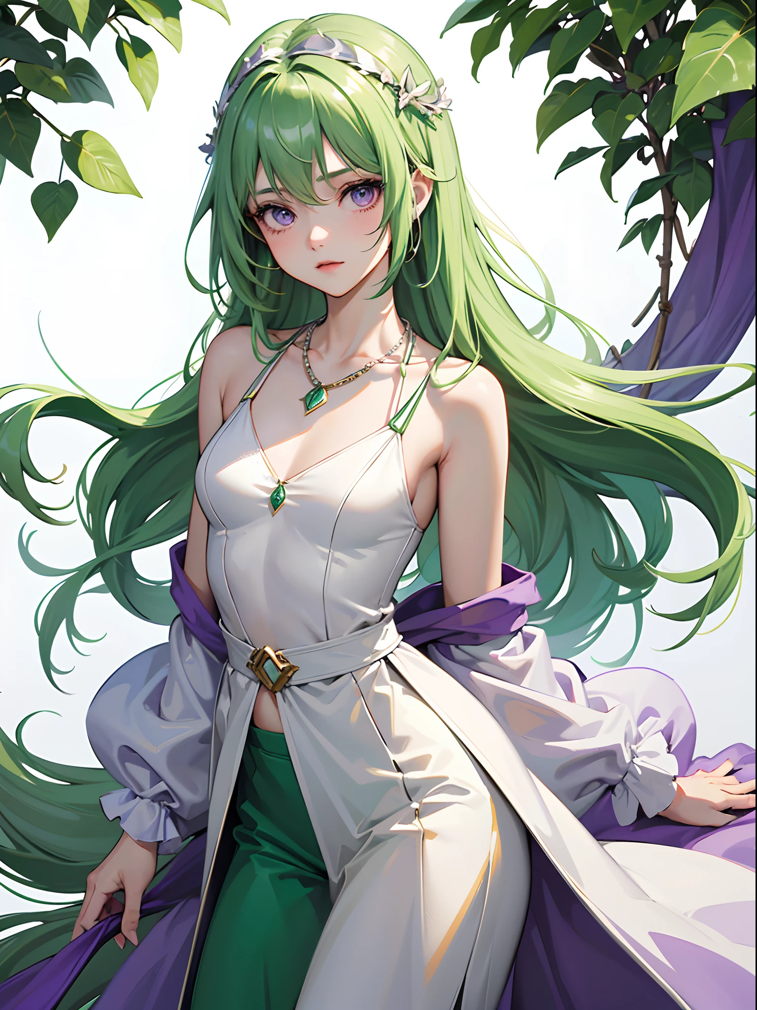 Masterpiece, Superb Night, Full Moon, 1 Woman, Chinese Style, Ancient, Cyan Clothes, Smile, Double Ball Head, Light Pink Lips, Calm, Intellectual, Medium Hair, Green Pupils, Hairpins, Hydrangeas, A Green Snake Coiled on the Arm, Green Snake, Snake