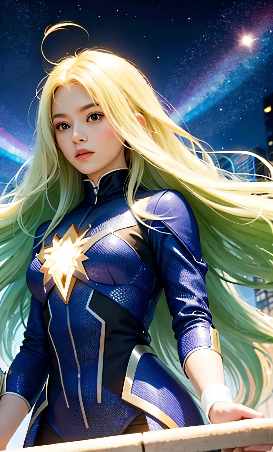 hair glowing，metahuman，levitating