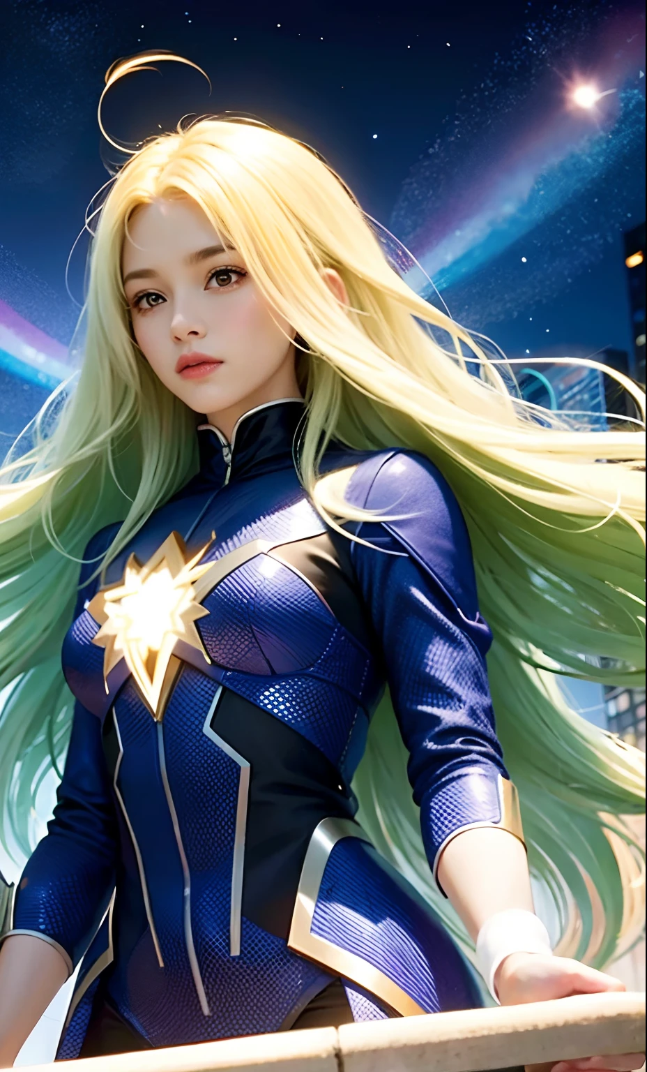hair glowing，metahuman，levitating