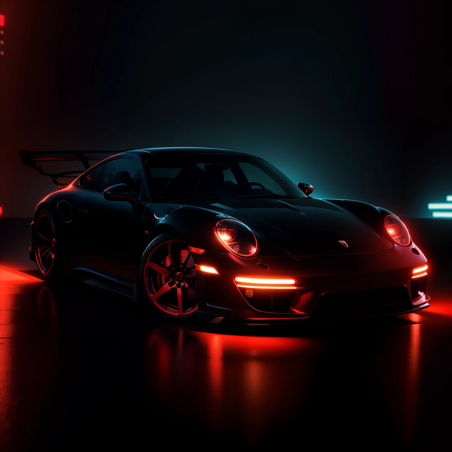 RED PORSCHE realista, disco Rigido, cyberpunk in cybercity at night, 8k