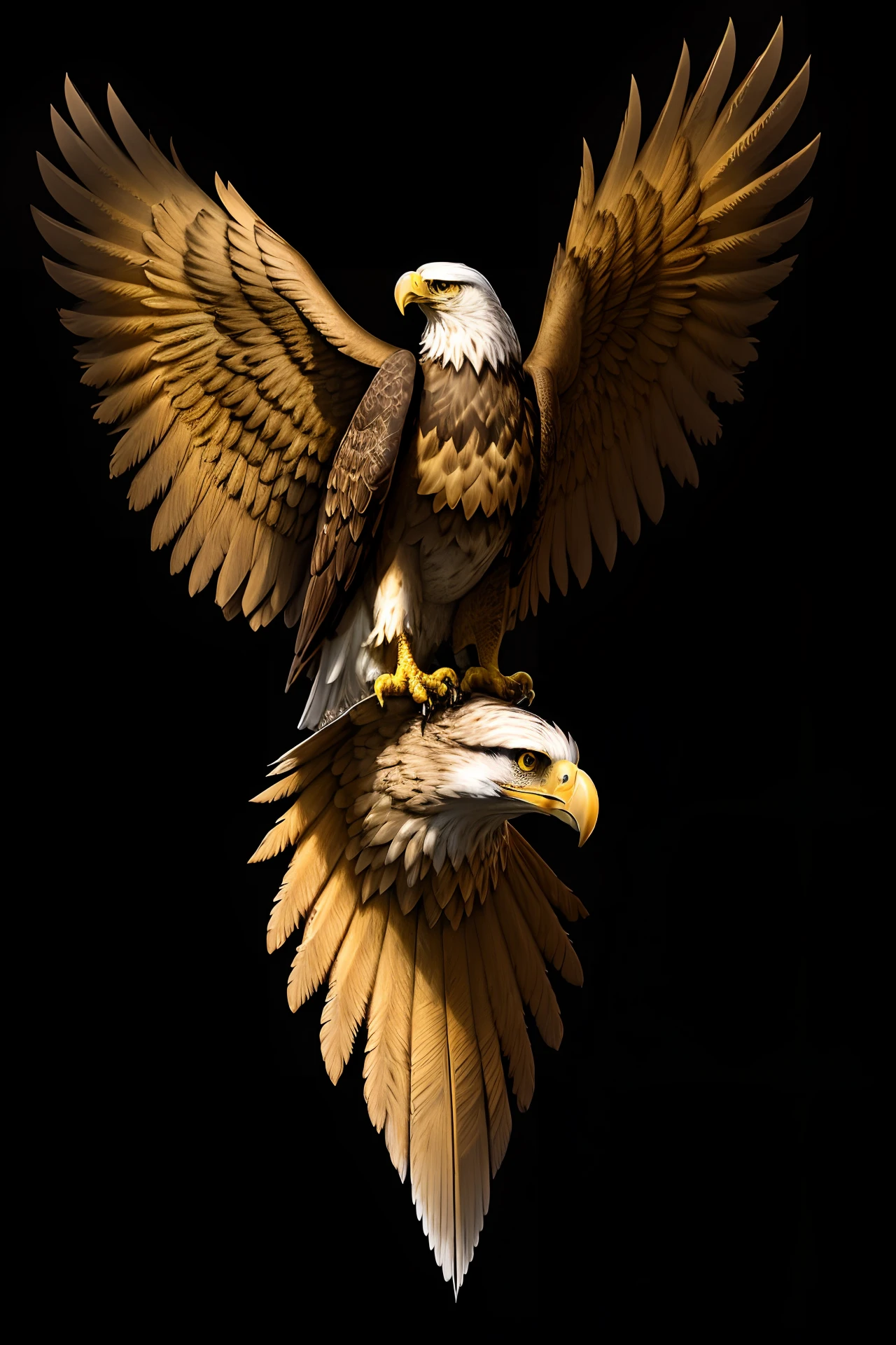 golden colored,Eagle head,Twelve wings,Personal,musculature,