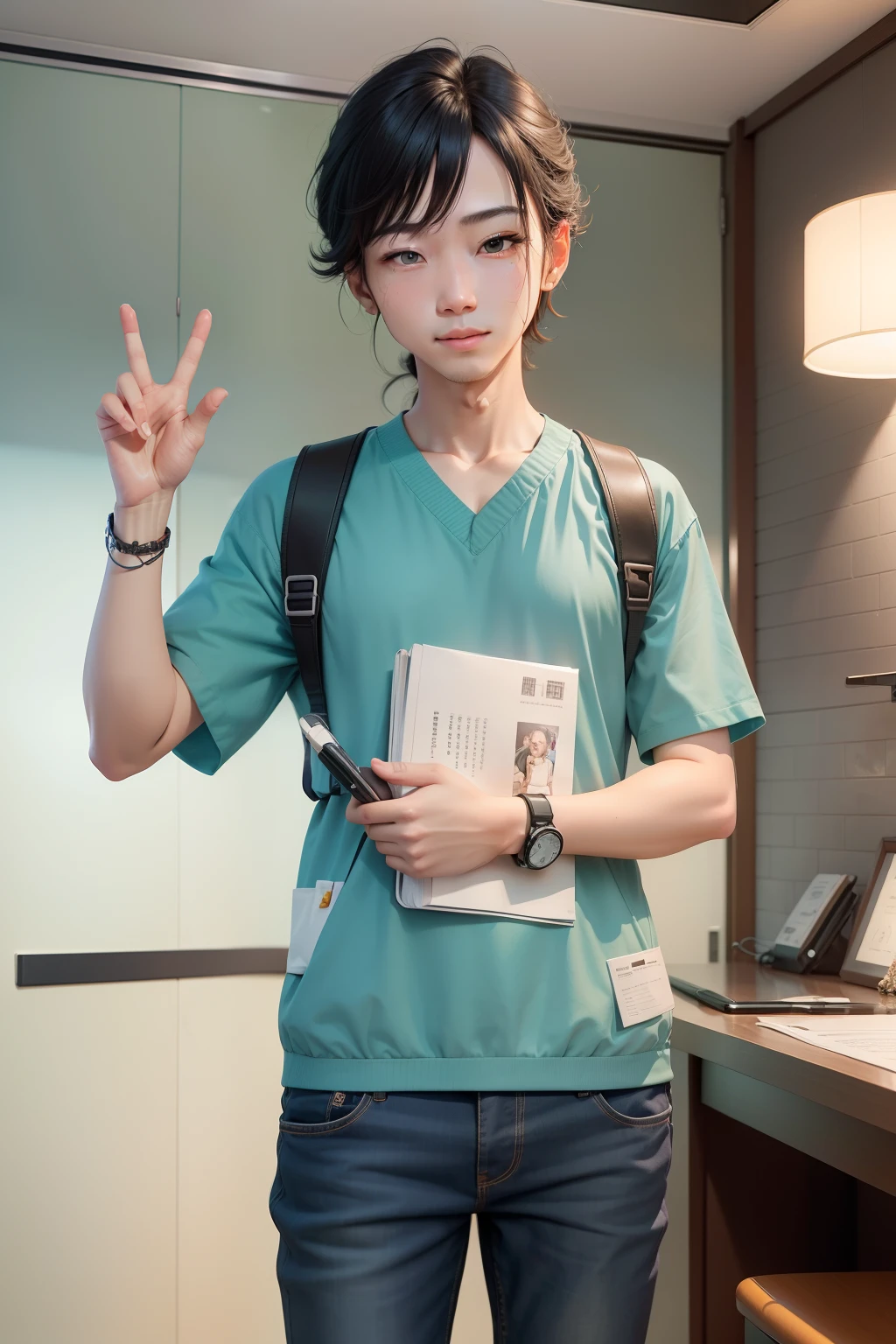 Physical features:
年轻:Virtual digital humans are college students,Therefore, The appearance should look young and energetic,He looks like he's in his 20s。
wholesome:Reveals a healthy complexion and mental state,Rejuvenate and rejuvenate。
grin:With a smile,Convey kindness and positive emotions。
Dress style:
Casual formal wear:Wear comfortable casual clothing,Probably a t-shirt、denim pant,or school-style clothing。
Public welfare elements:Include the logo or logo of the Yiyushan nonprofit organization in your clothing or accessories,Highlight the status of public welfare。
Posture and movement:
Shake or raise hands:A virtual digital person can be depicted shaking hands with others,Or raise your hand forward in positive greeting。
Confident faces:Stand straight,Show a positive attitude and self-confidence。
Environmental background:
Medical atmosphere:Include medical equipment in the background、book、Plants and other elements,Create an environment for medical care and good deeds。
Props and symbols:
Medical paraphernalia:Virtual digital humans can hold medical paraphernalia in their hands,For example, A medical kit、Medical equipment, etc,Emphasis on the theme of medical public welfare。
Notebook and pen:Handheld notebook and pen,Displays a virtual digital character of record、A positive state of learning and communication。
facial feature:
largeeyes:Draw bigger eyes,Highlight the cleverness and curiosity of virtual digital humans。
Gentle expression:Facial expressions should be gentle and natural,It made people feel homely and intimate。
Background color:
Warm colors:Use a warm color palette for colors,Such as soft blue、green color、Yellow, etc,Create a relaxed and enjoyable feeling。