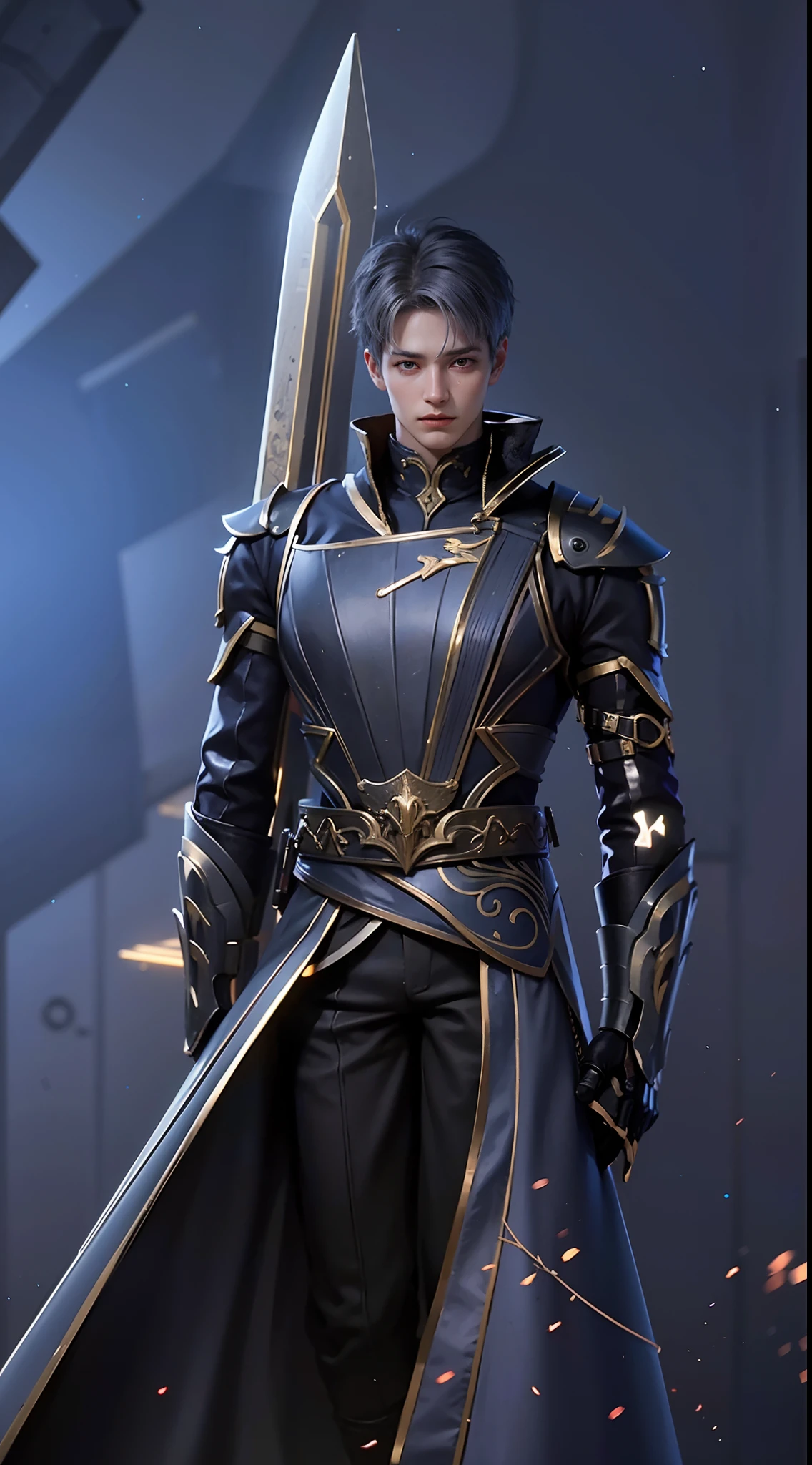 1boy,white hair, best quality, photo, 4k,looking at viewer,full body,wear armor,