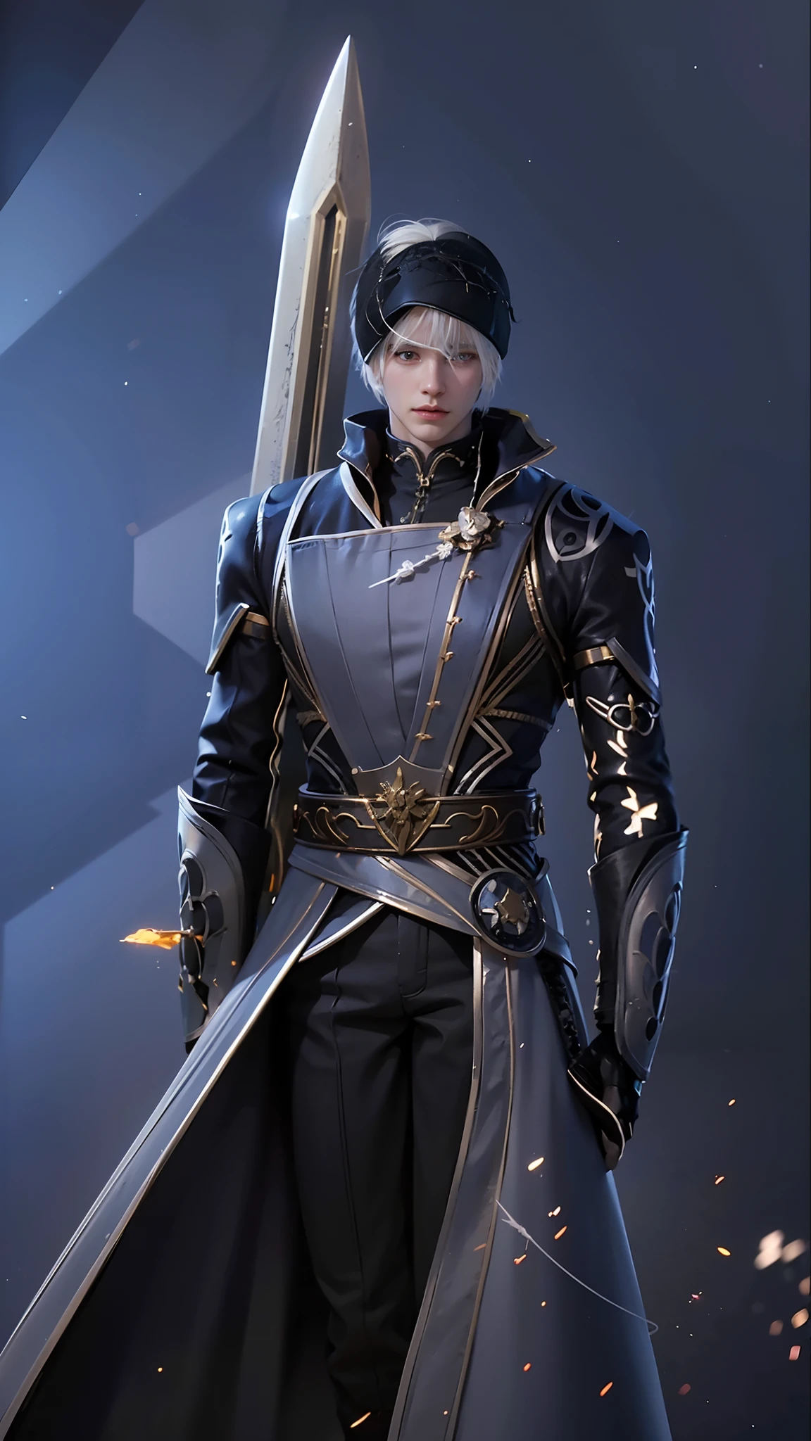 1boy,(white hair:1.7), best quality, photo, 4k,looking at viewer,full body,wear armor,