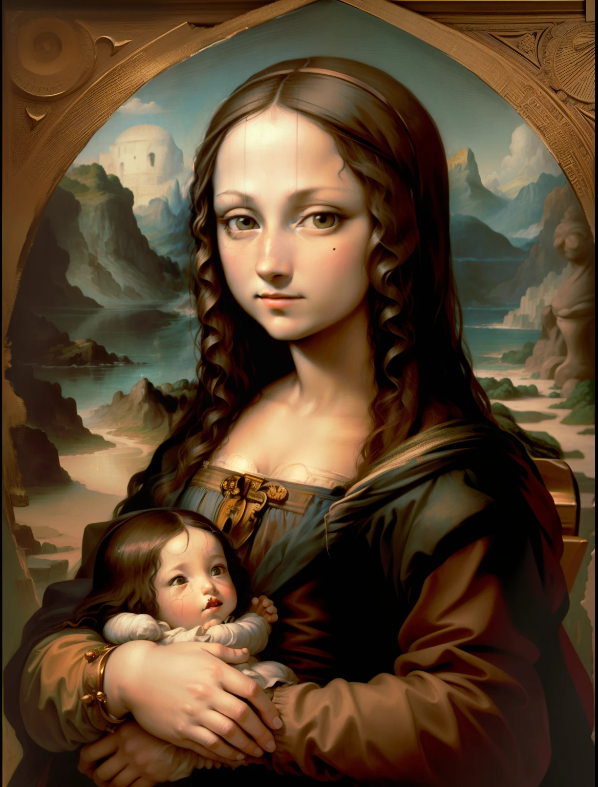 Painting style da vinci sacred gothic virgen 
