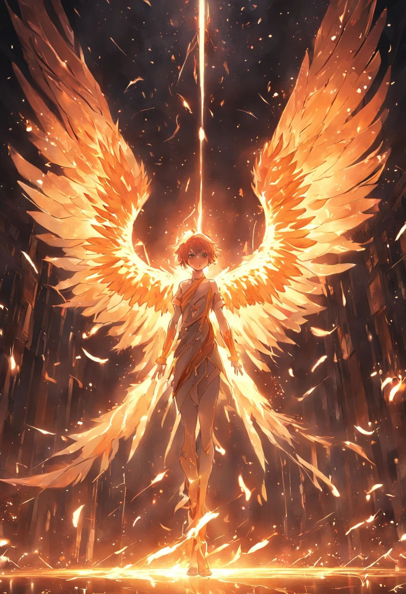 (Divine bird),(Fire Phoenix),(The fire outlined the phoenix's body),The phoenix flaps its wings,(Shining with golden light),solo,nigth,Multiple silhouettes,First-person elevation angle,super detailing,best qualtiy,tmasterpiece,(8K),Extremely detailed,Epic artwork