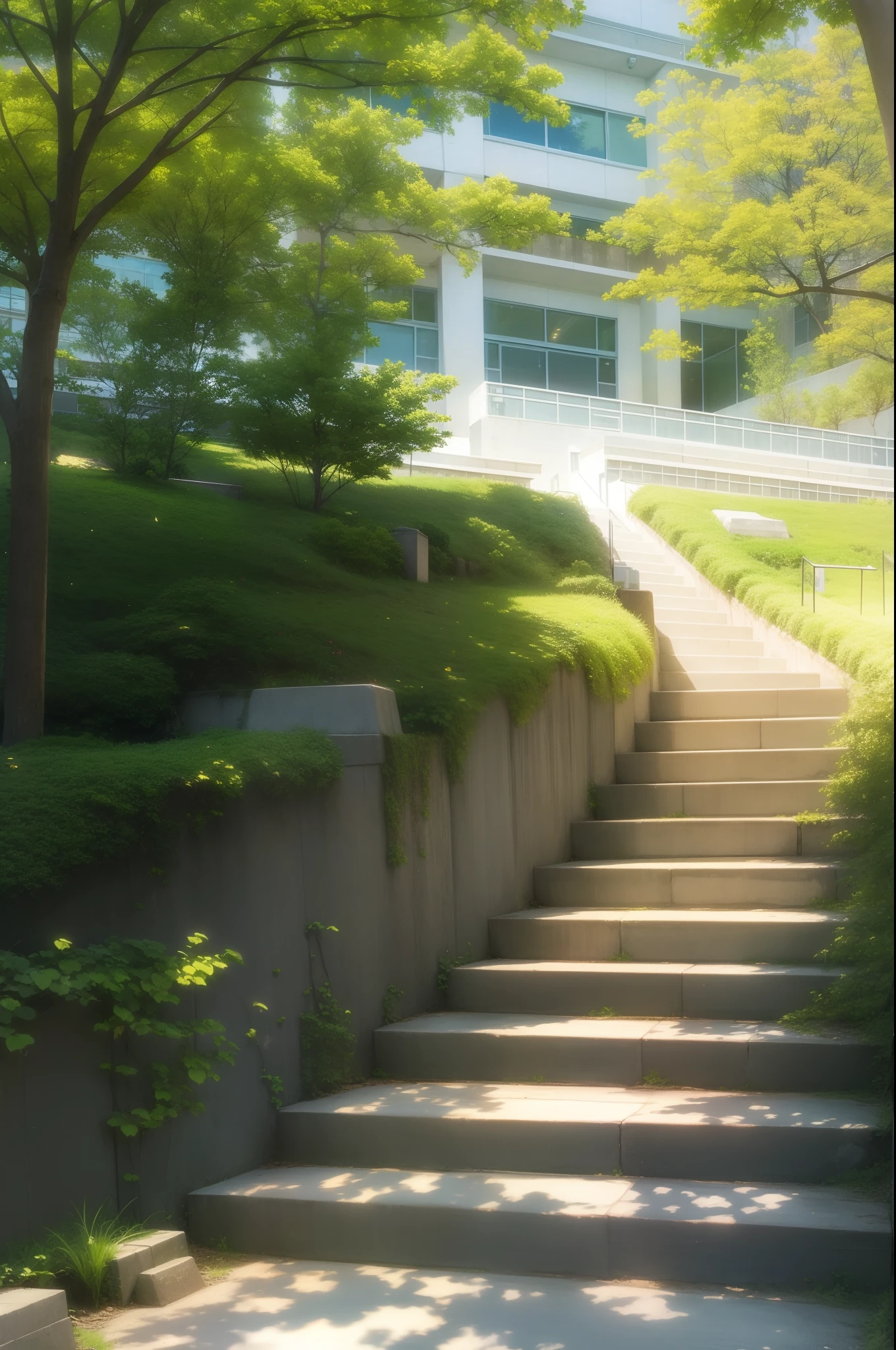 schools、stairway、landscapes、Anime Background