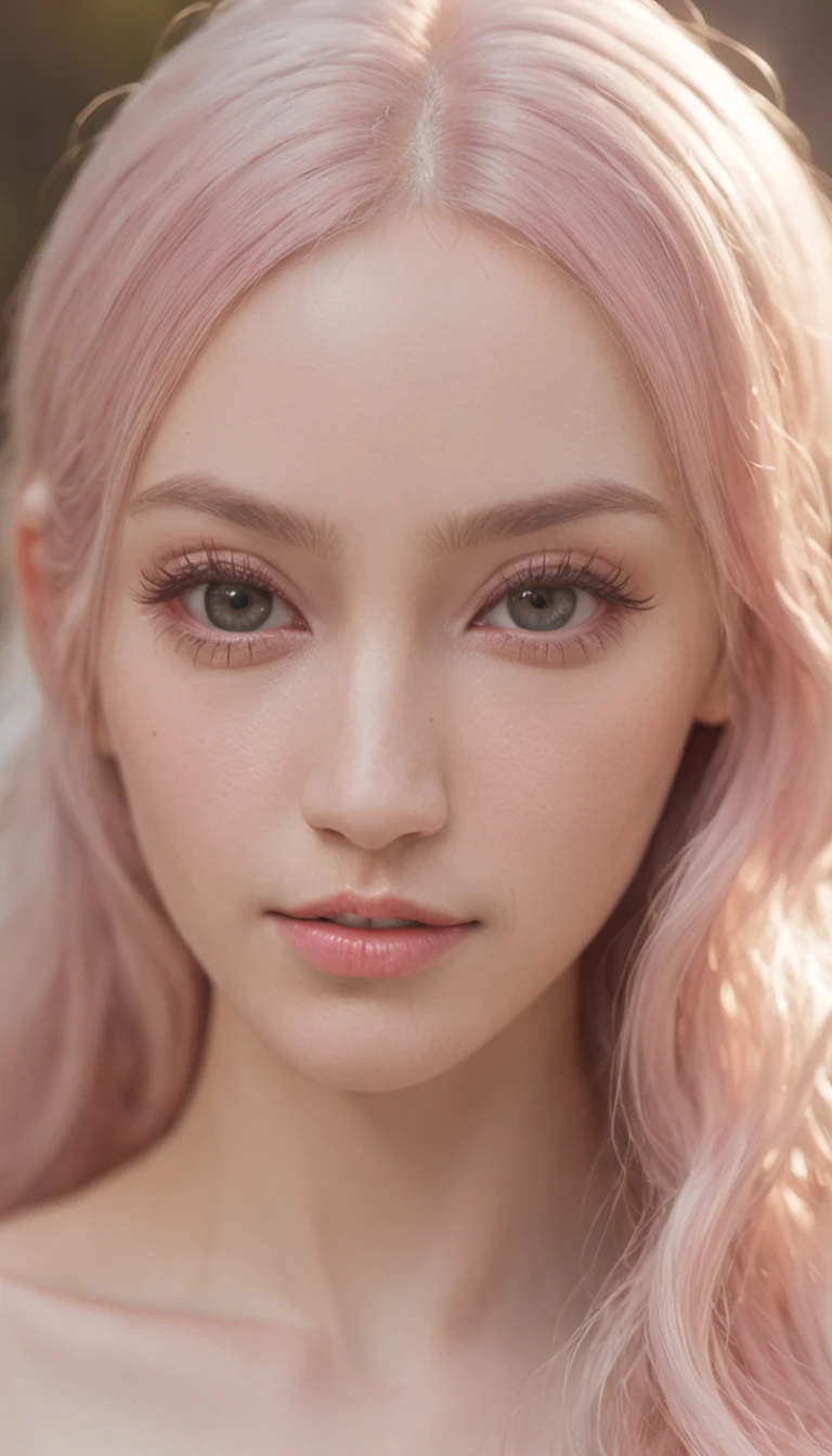 (8k, 4k, best quality, highres:1.2), (maasterpiece, realistic, photo realistic:1.37), 1girl, solo, beautiful face, eyelashes, nose, glossy lips, (detailed eyes, looking at viewer, fair skin, white skin:1.5), fine complexion, upper body, large breasts, busty,,, outdoor onsen, two side up, absurdly long hair, blonde hair, pink hair, bangs, hair ornament, bow, younger, aged down,