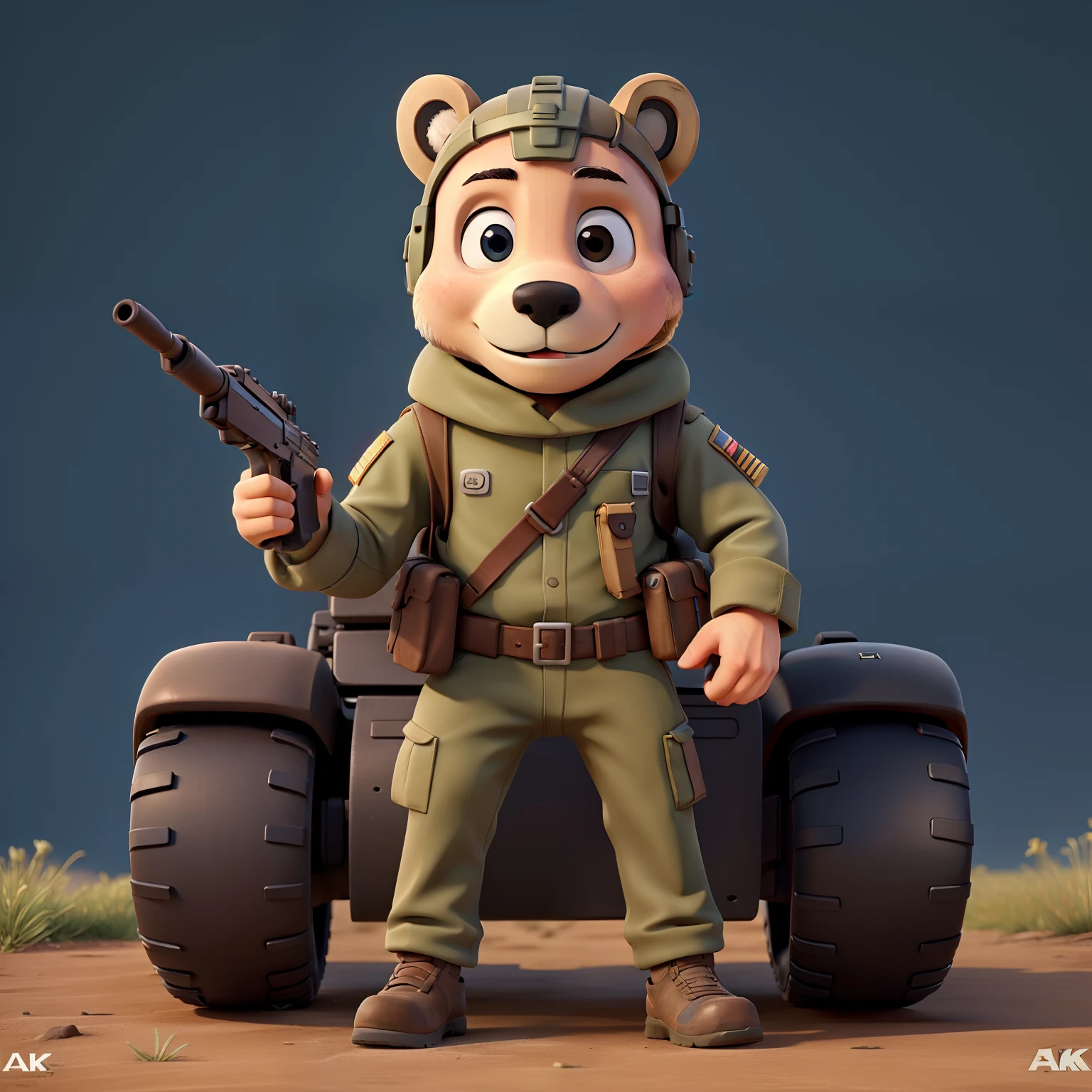 Soldier human, male, helmet bear, ak47,