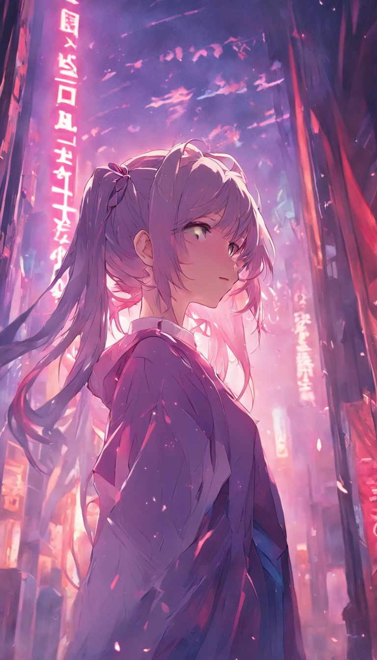 RAW,tmasterpiece,ultra fine photos,,best qualtiy,超高分辨率,stunningly beautiful,dynamicposes,delicated face,vibrant eyes,(seen from the side)untidy,opulent,milkyW,ta prostitute,purple color-theme,white scrunchie,ear studs