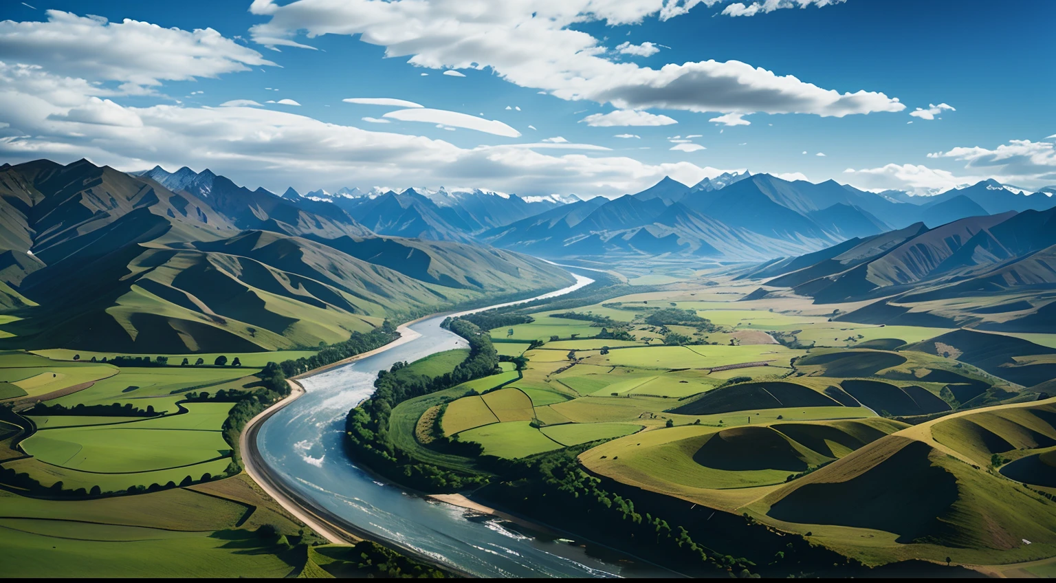 Mountains and valleys,The river runs through it, Mountains and rivers, new zealand landscape, rocky mountains and a river, rivers, new zealand, River, beautiful landscape rendering, Mongolia, Winding rivers, great rivers, majestic landscape, shutter inventory, Stunning landscape, film Silk Road landscape, natural landscape beauty, Valle encantador, 4K/8K