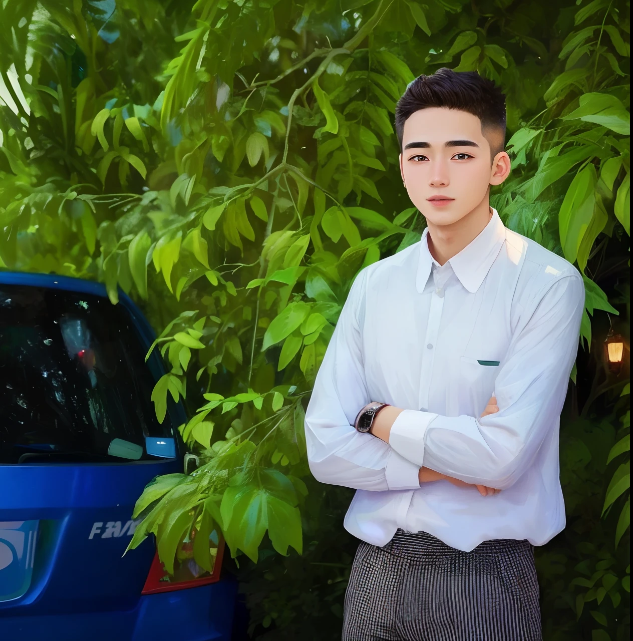 Gorgeous 25-year-old boy in an amusement park, happy, broad shoulders, clear focus (clutter - house: 0.8), (masterpiece: 1.2) (Realistic: 1.2) (Bokeh) (Best quality) (Detailed skin: 1.3) (Intricate details) (8K) (Detail eyes) (Sharp focus), (Happy)