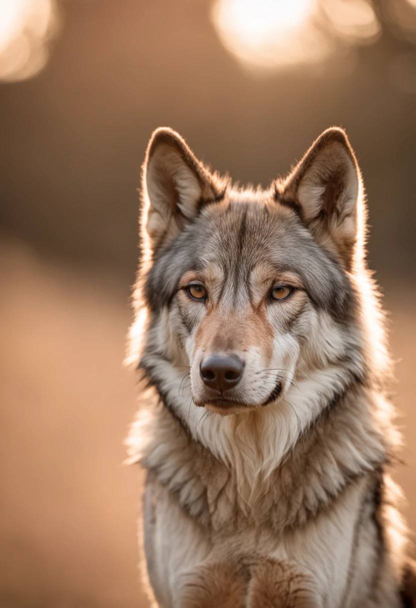Lone wolf,grassy fields,the sunset