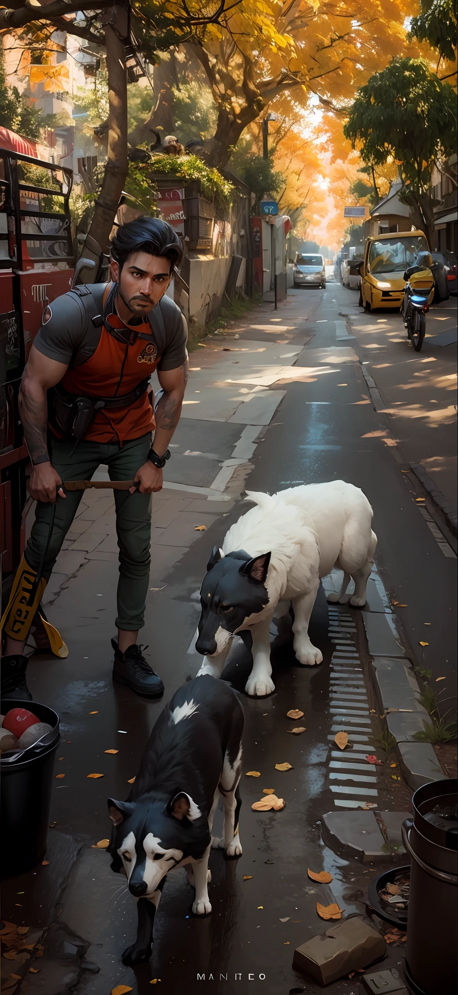hero, saving, animals on the street, realism