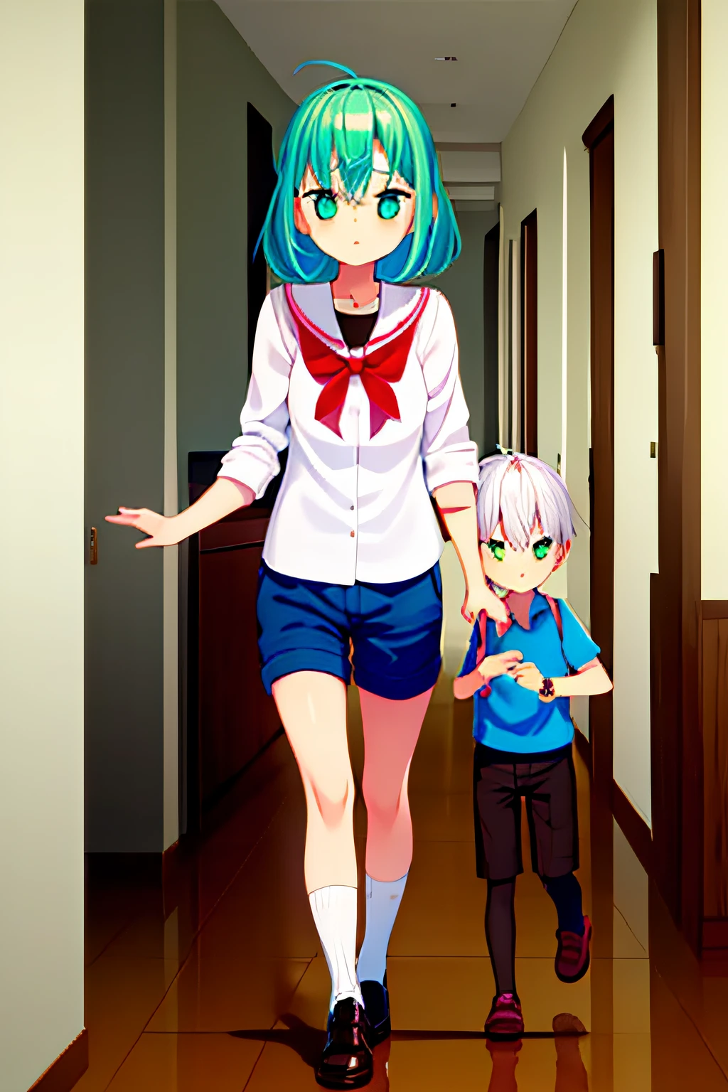 Masterpiece, boy, girl, walking, candy