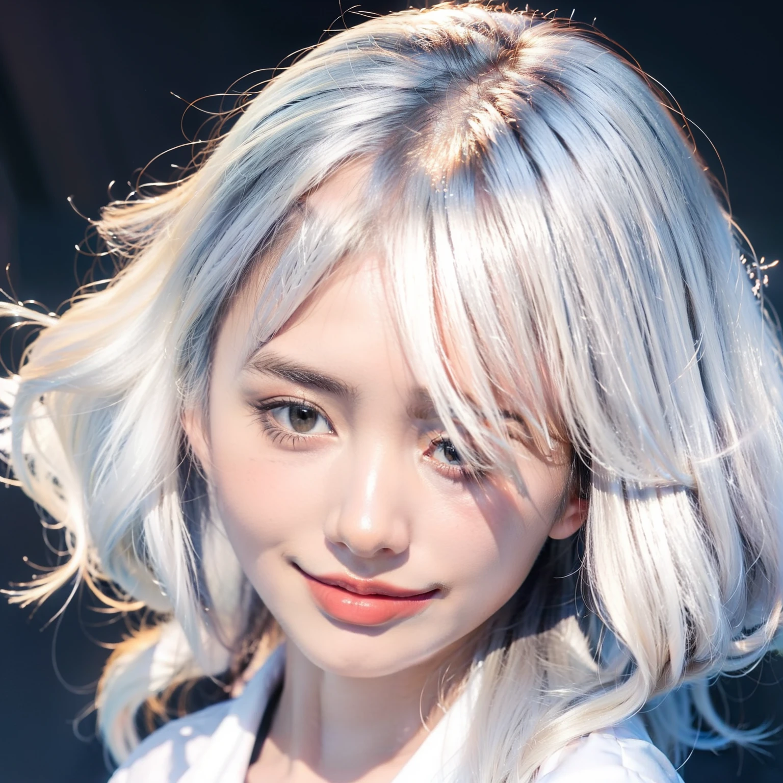 Beautiful French woman,Genshin Fontaine Carlos,Real Human,Light blue,white color hair,The face of Europe