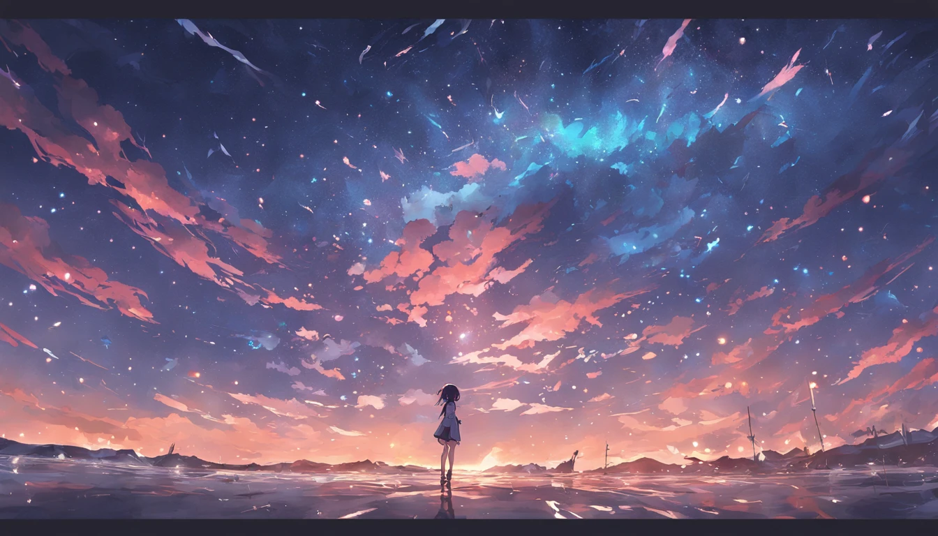 komono，Colorful ocean currents，starrysky，meteors，Looking Up The Sky