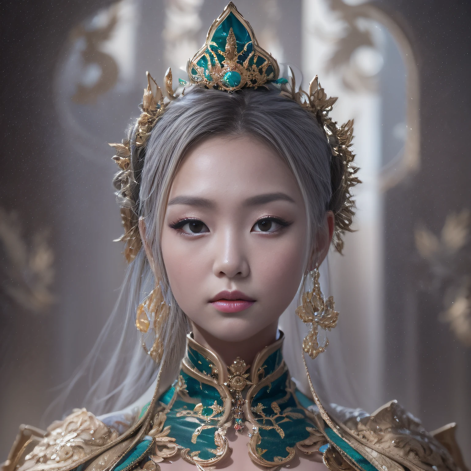 32K（tmasterpiece，k hd，hyper HD，32K）short detailed hair，Gold jewelry area in the back room，Flame Girl ，Yao Lang protector （realisticlying：1.4），Python pattern robe，Purple-pink tiara，Snowflakes fluttering，The background is pure，Hold your head high，Be proud，The nostrils look at people， A high resolution， the detail， RAW photogr， Sharp Re， Nikon D850 Film Stock Photo by Jefferies Lee 4 Kodak Portra 400 Camera F1.6 shots, Rich colors, ultra-realistic vivid textures, Dramatic lighting, Unreal Engine Art Station Trend, cinestir 800，Hold your head high，Be proud，The nostrils look at people