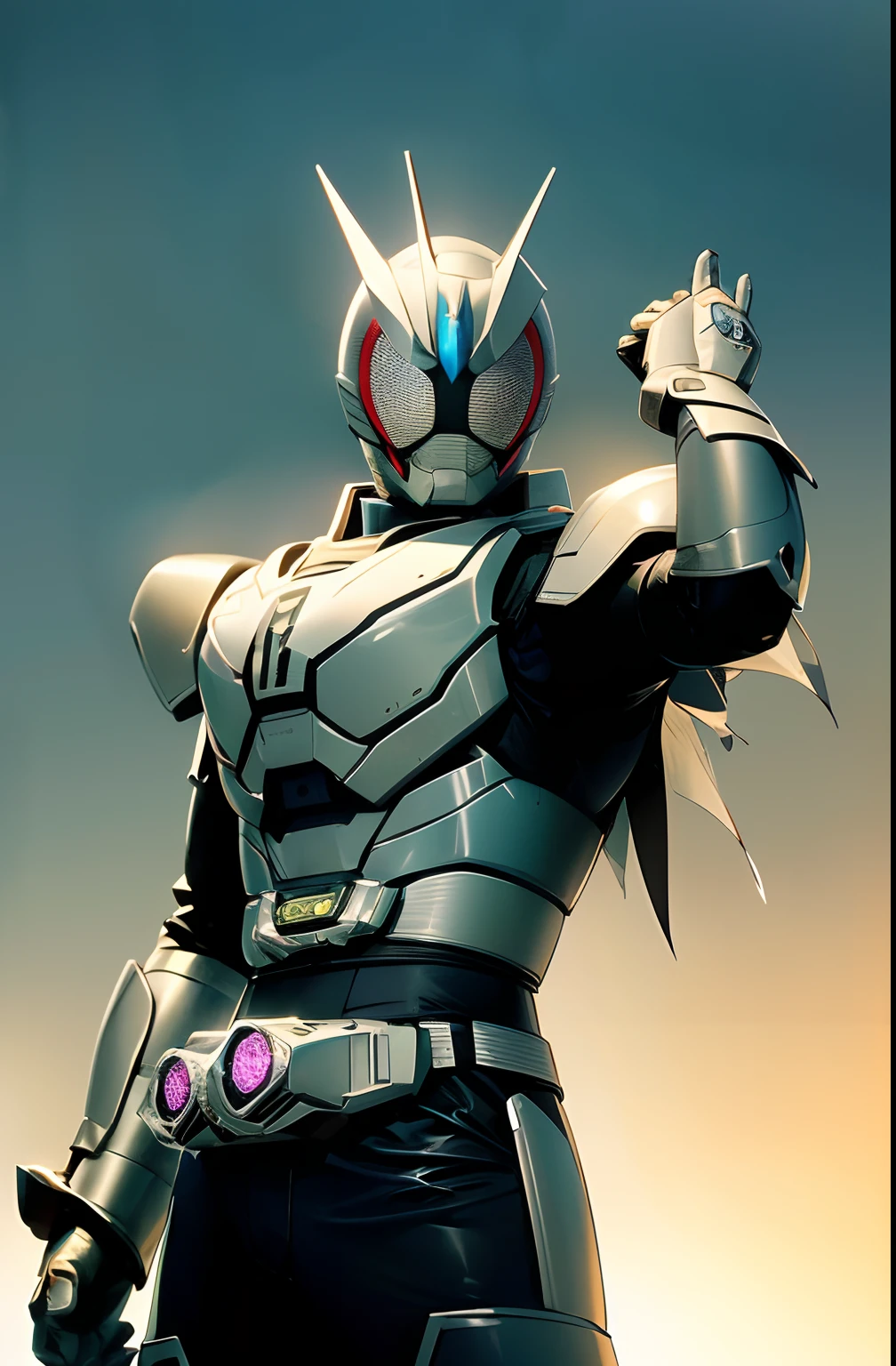 (8K,raw,proffesional,top-quality),(realisitic,Photorealsitic:1.2),Perfect Anatomy,(Highest Detail Face:1.2),Front lighting,Dark shadows threatened the city,Kamen Rider Shiden,Deep black and white silver metallic body,Wearing a transformation belt,Evil burning with blue flames,Defeat evil,intense fighting,Special Attack(absolute zero),Kamen Rider Illuminates the Darkness,White muffler fluttering in the wind,snow-white eyes