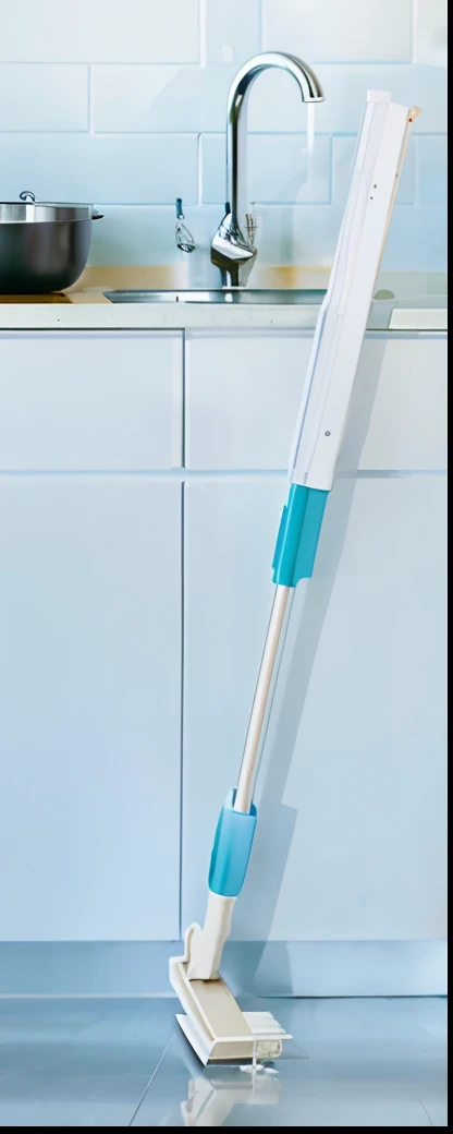 There is a mop on the floor of the kitchen, crisp smooth clean lines, smooth clean surfaces, detalhe poderoso, Profile image, Meticulous detail, crisp smooth lines, bottom angles, professional product photo, profile, detailed product image, Outstanding detail, close up photograph, crisp clean shapes, Clean design, close-up product photo, brilliant detail