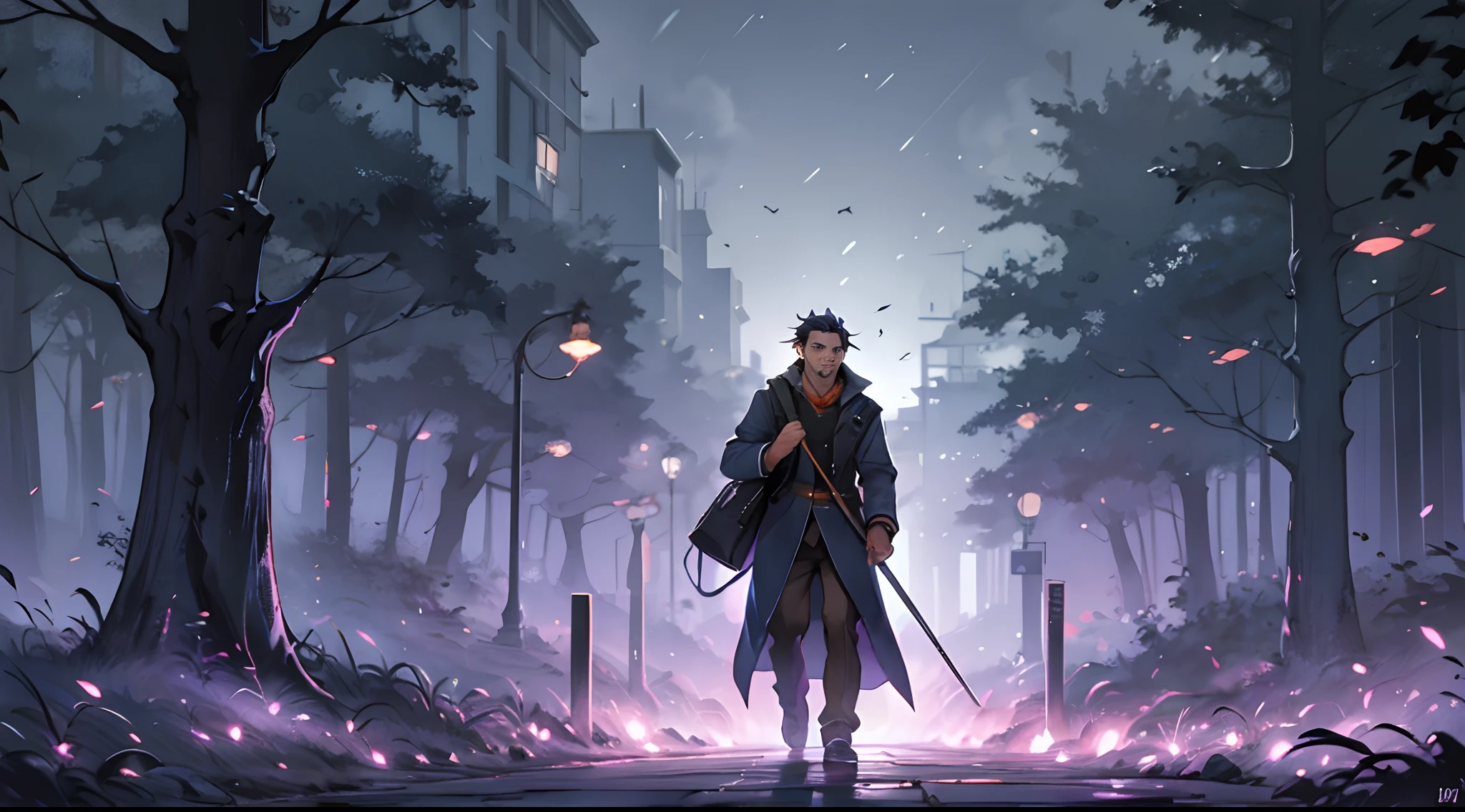 A man returns home on a dark night