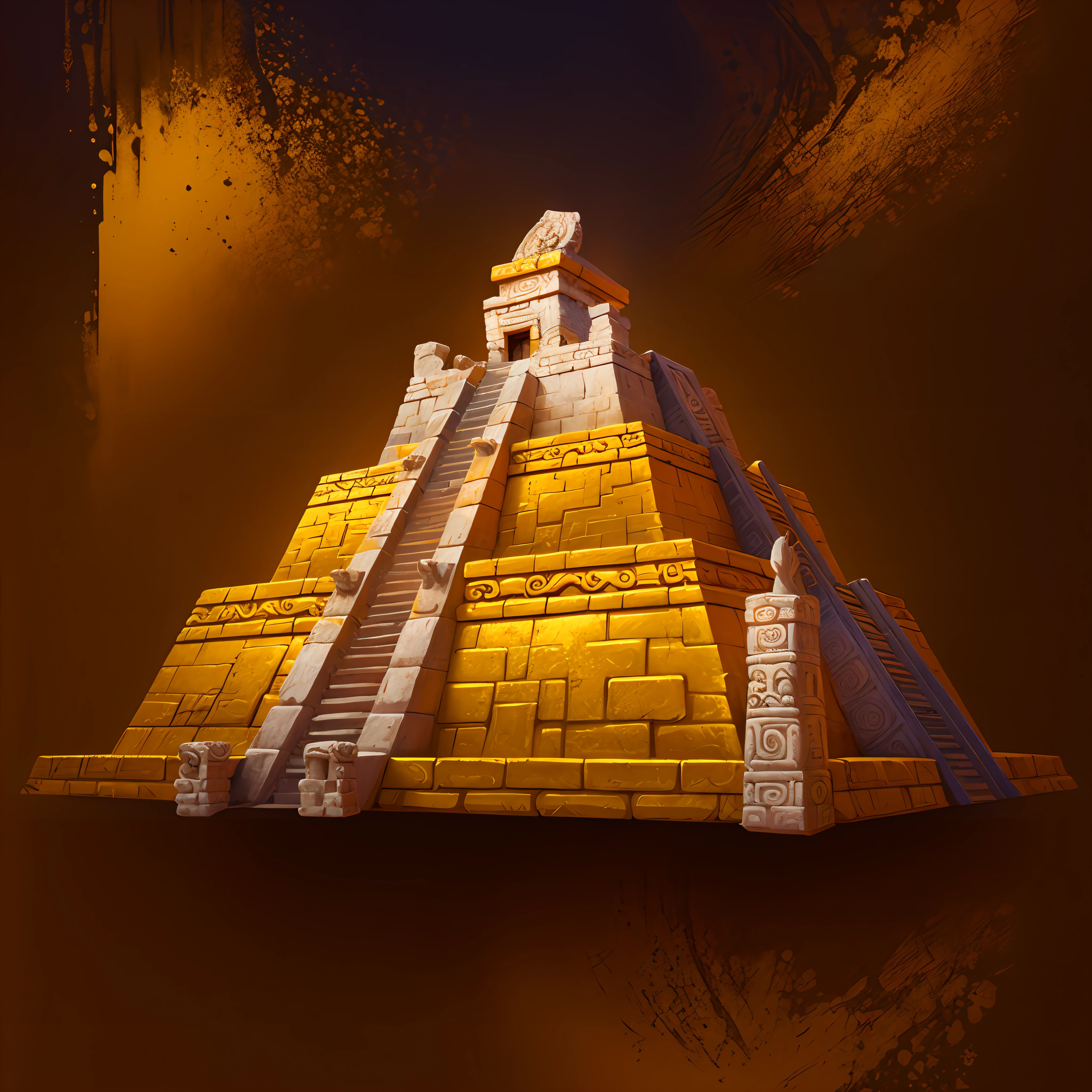 Mayan architecture，vibrant with colors，Resplendent，golden colored，gameicon，highest masterpiece，HighestQuali，lisses，nothing background