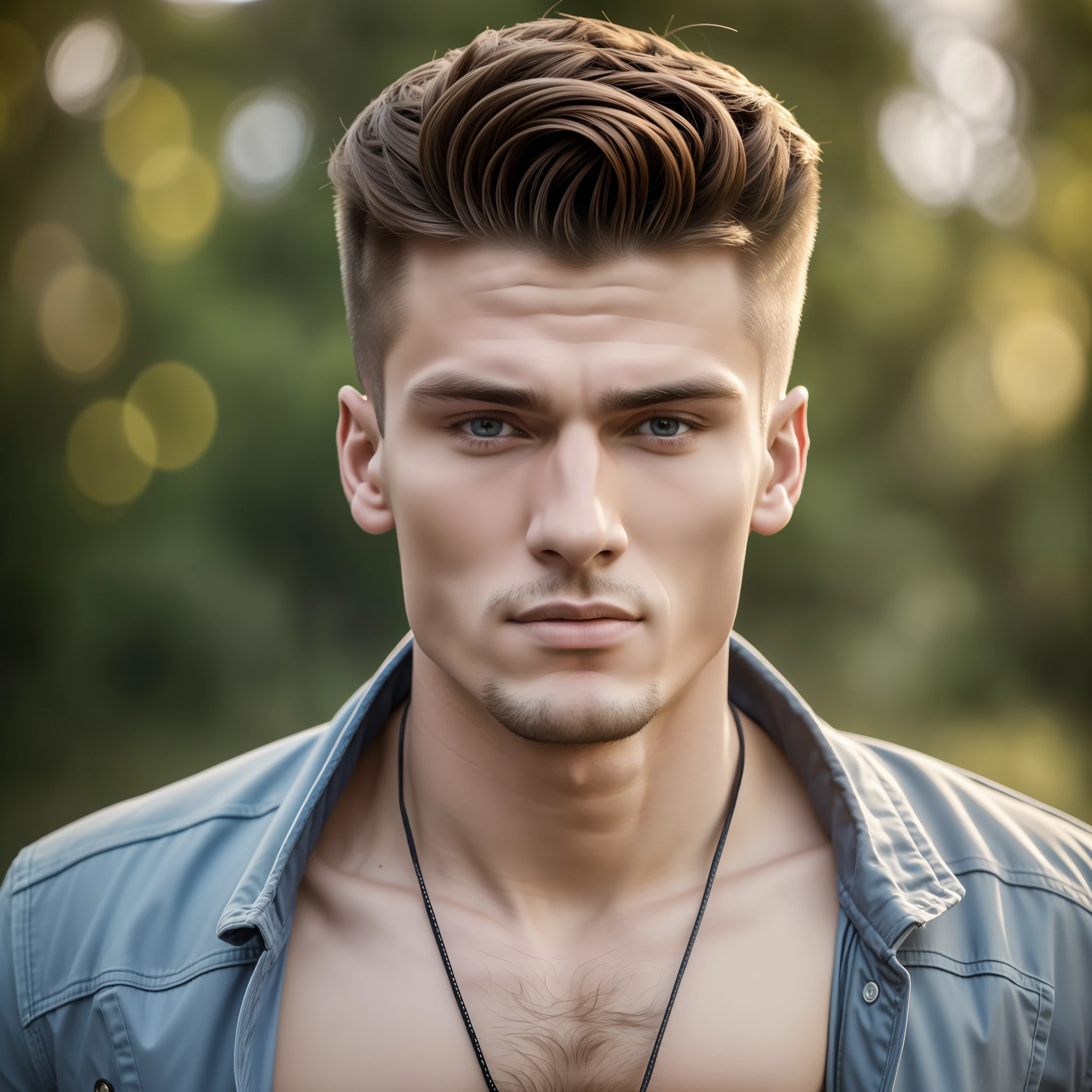 The face of a 25-year-old Ukrainian man exudes a mixture of youth and maturity. His strong, The chiseled jawline frame is deeply sunken, Expressive eyes,Reflect determination and resilience. His fair skin carried a hint of the warmth of a sun-kissed kiss, Exudes energy and confidence.